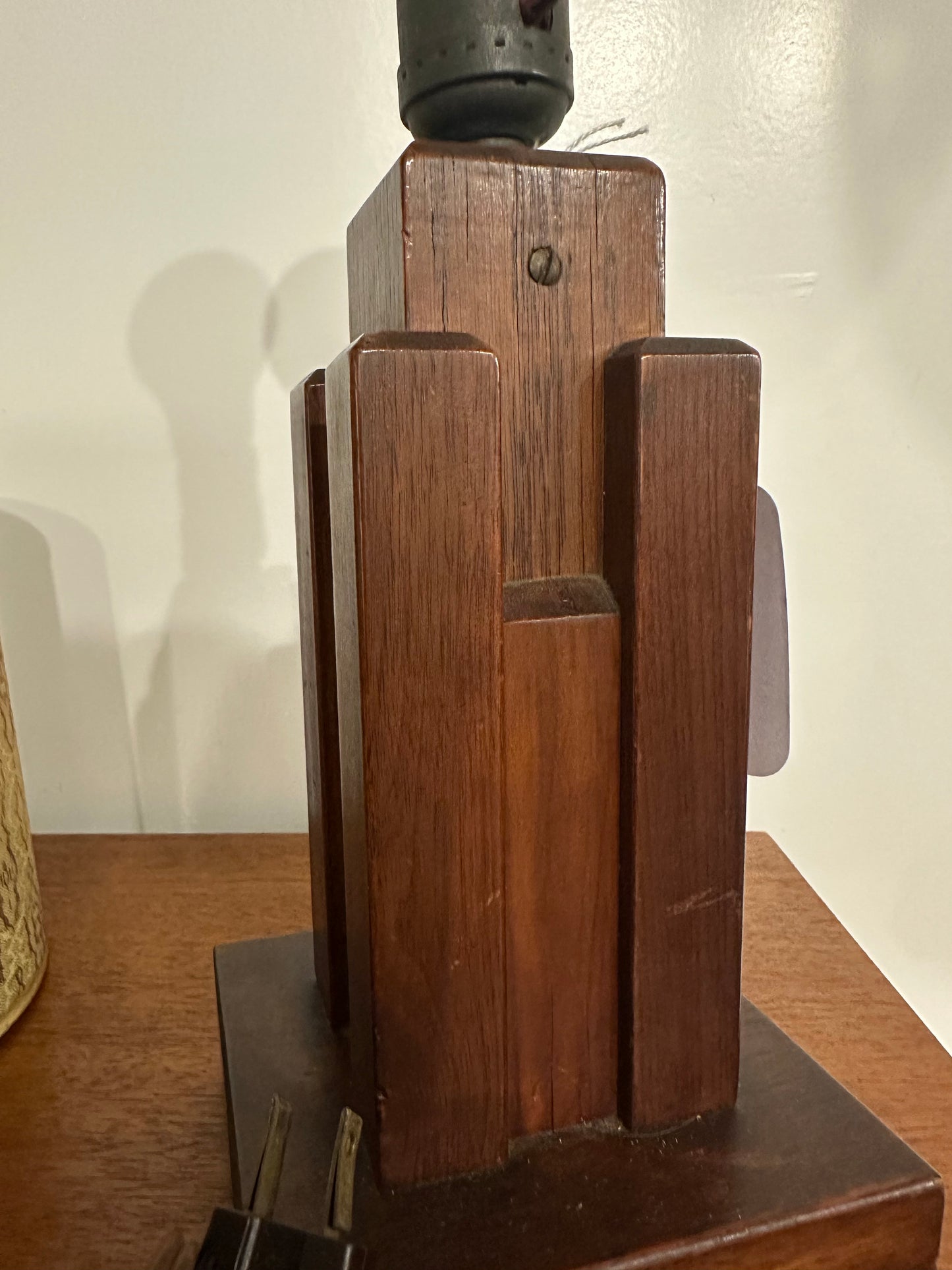 Paul Frankl Skyscraper Table Lamp Signed J Johnson 1939 Wood