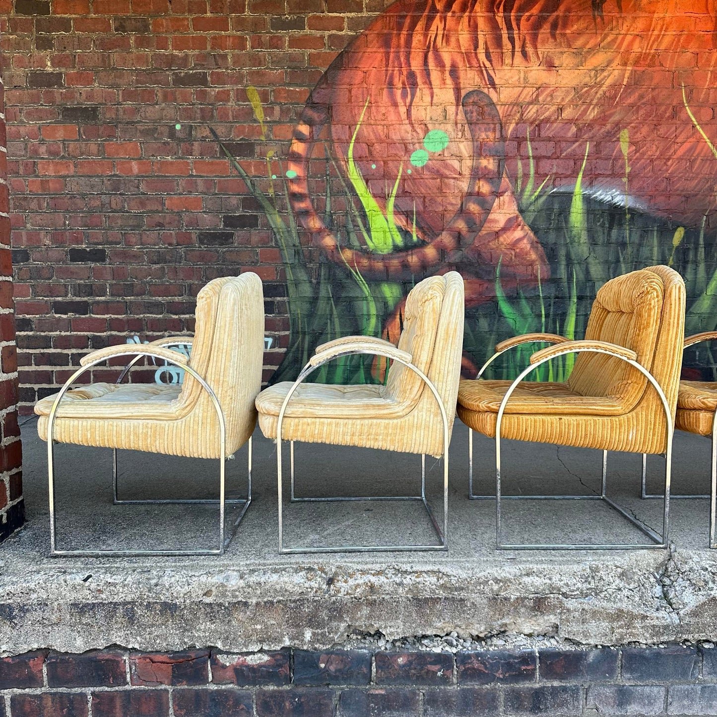 Set of 6 Founders Milo Baughman Style Dining Chairs