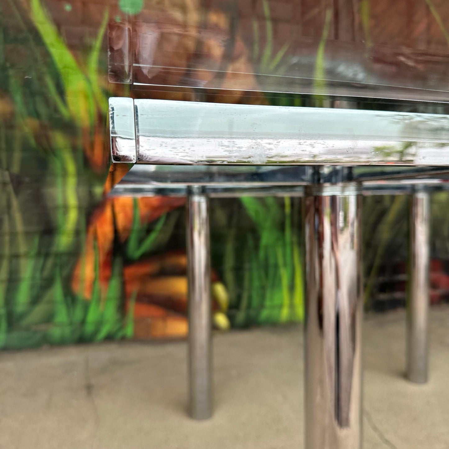 Tobia Scarpa Glass and Chrome Dining Table for Knoll