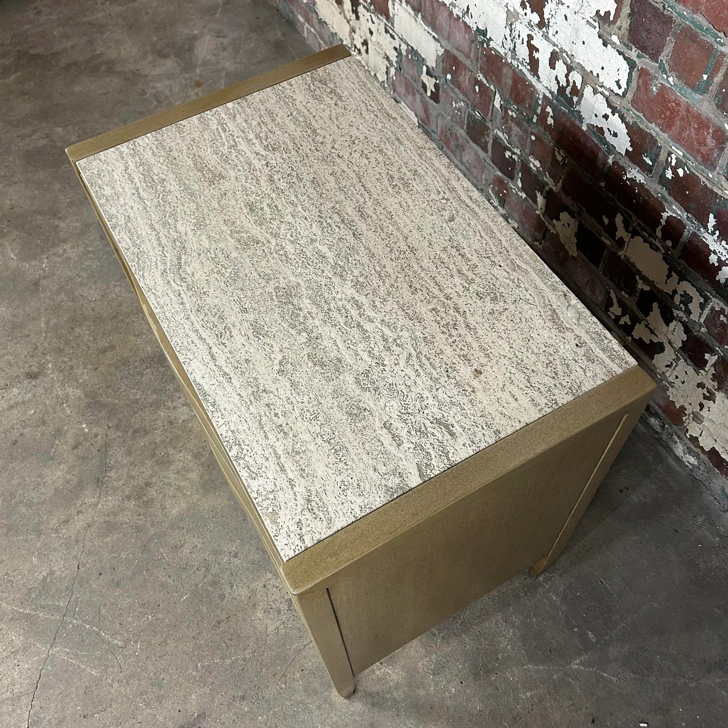 American of Martinsville Travertine Marble Top Chest