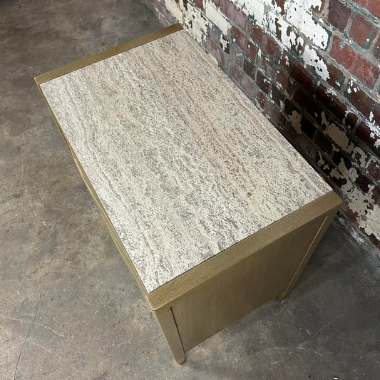 American of Martinsville Travertine Marble Top Chest
