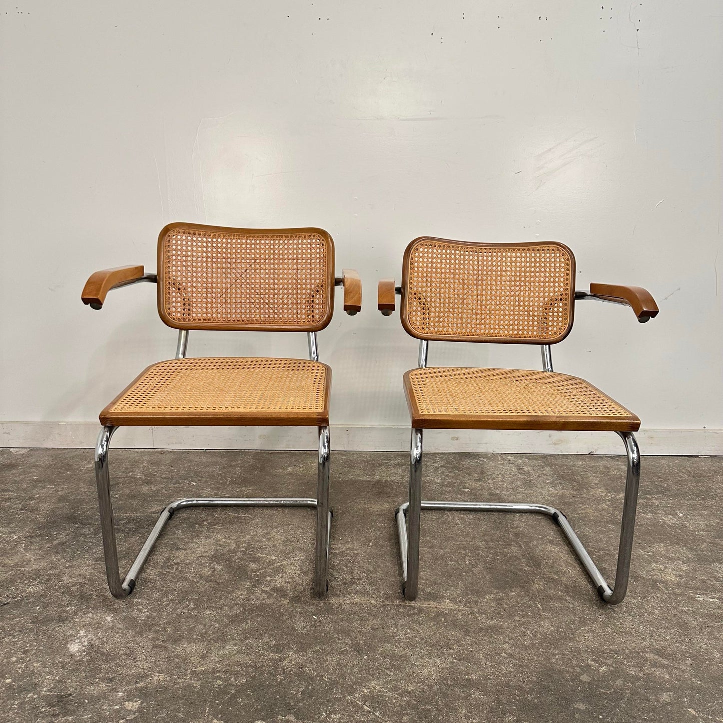 Set of 8 Marcel Breuer for Knoll Cesca Dining Arm Chairs Made in Italy