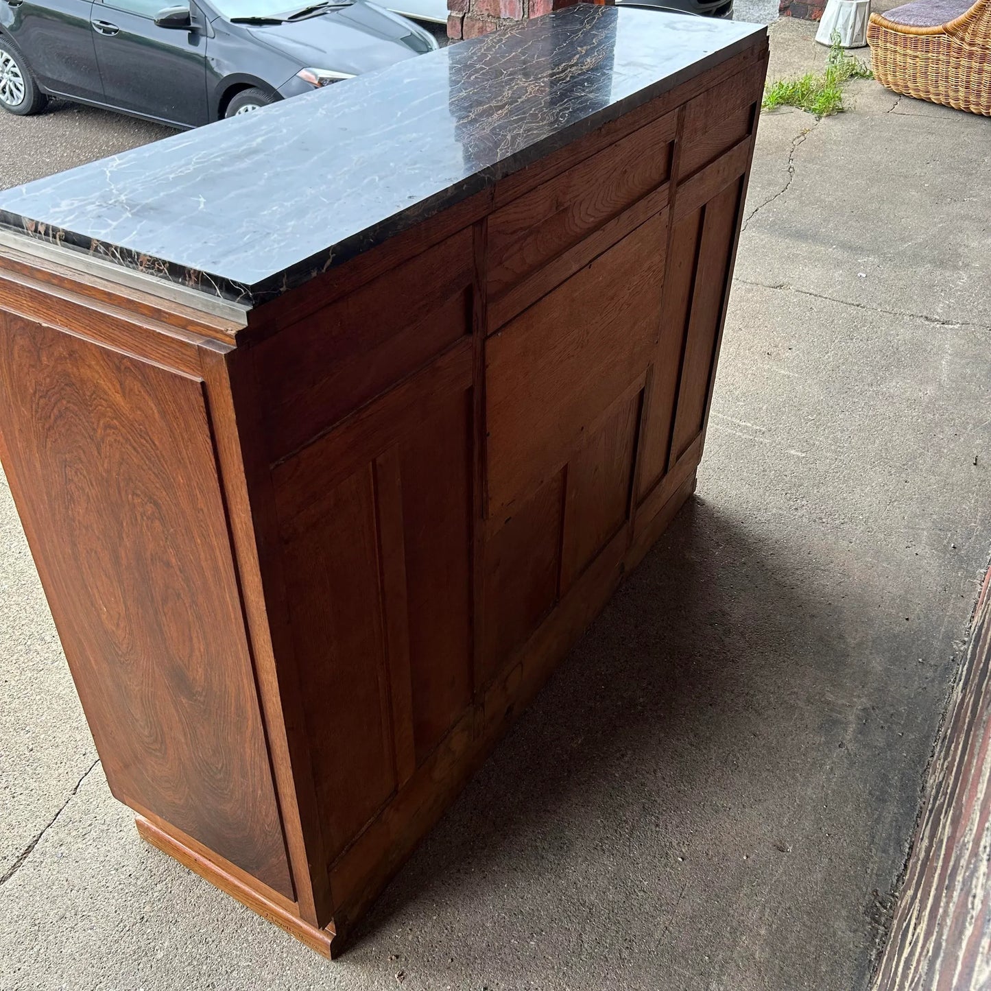 Early 20th Century Rosewood and Marble Bar by Jules Cayette