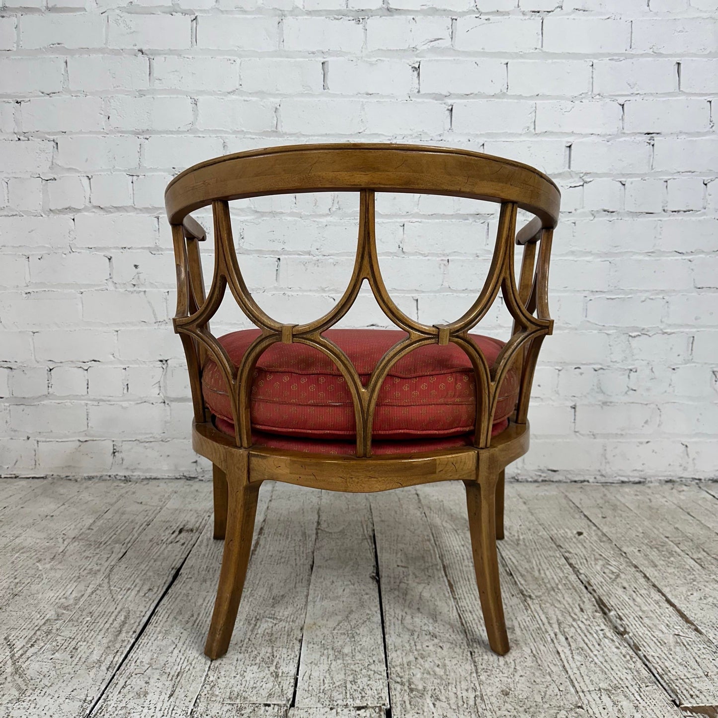 Tomlinson Sophisticate Hollywood Regency Spider Web Barrel Back Armchair