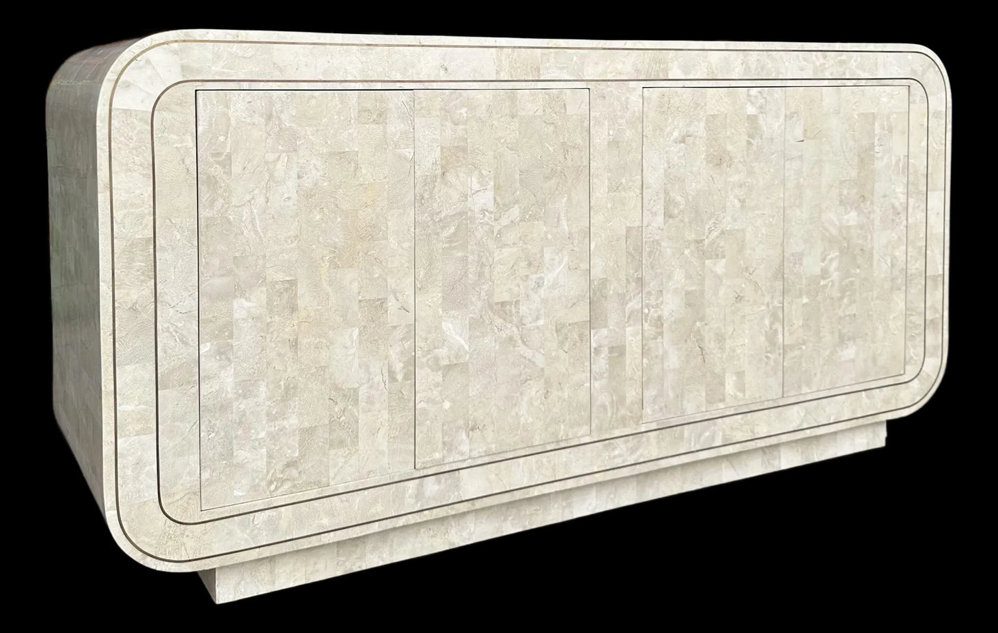 Maitland-Smith Tessellated Marble and Brass Petite Postmodern Credenza