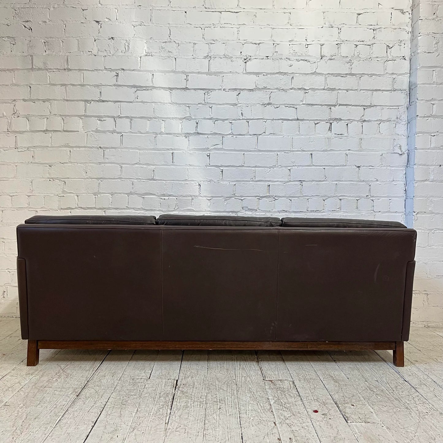 Mid Century Børge Mogensen Style Brown Leather Sofa