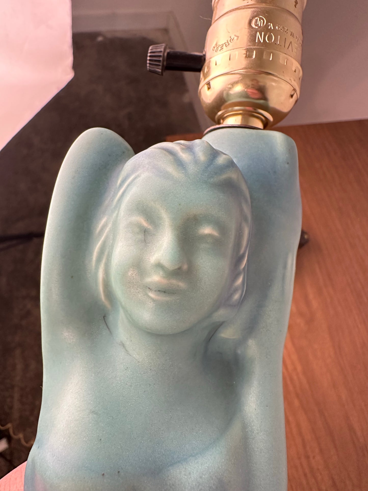 Art Deco Van Briggle Ceramic Figure Pottery Lamp