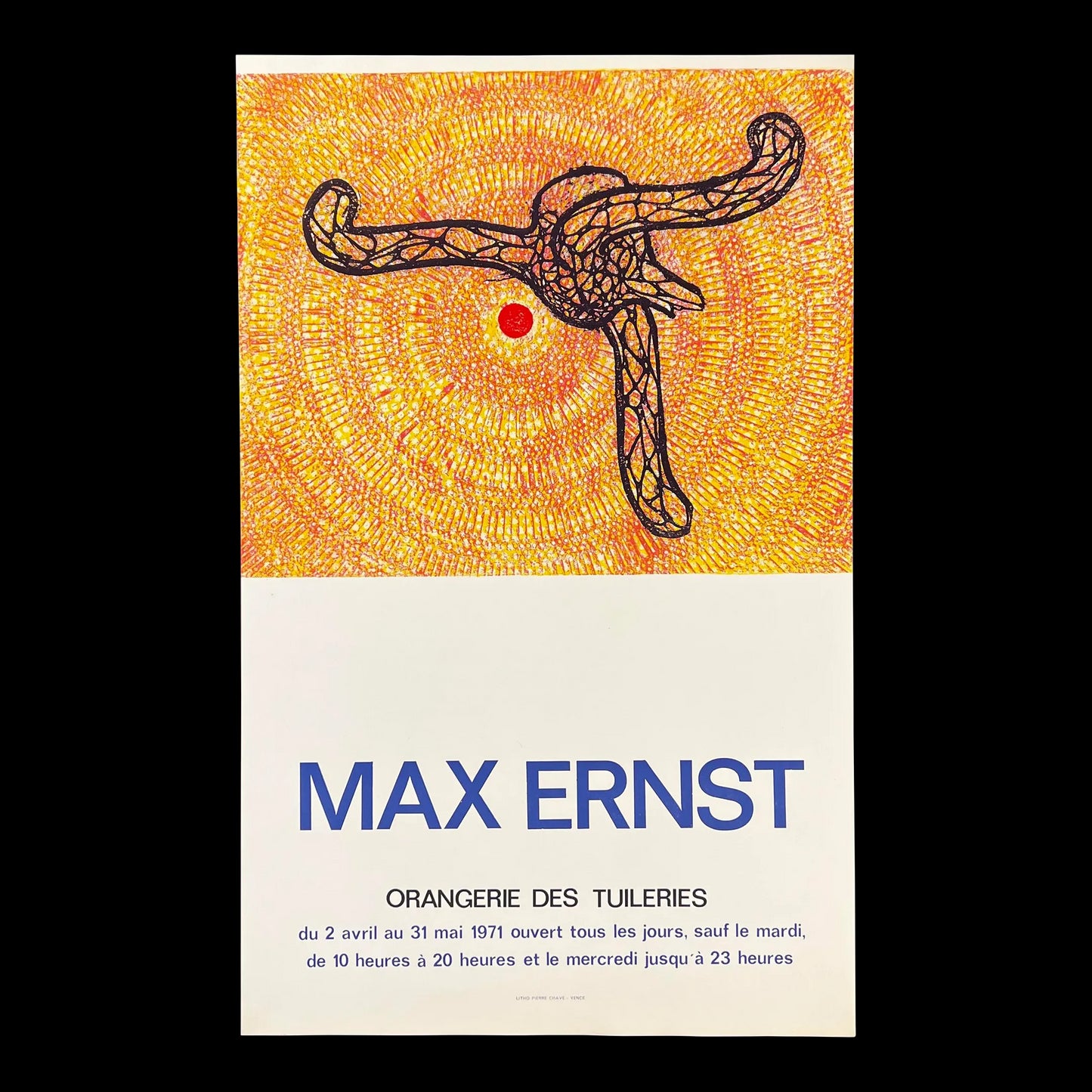 1971 Lithograph Max Ernst “Orangerie Des Tuileries” Exhibit Poster