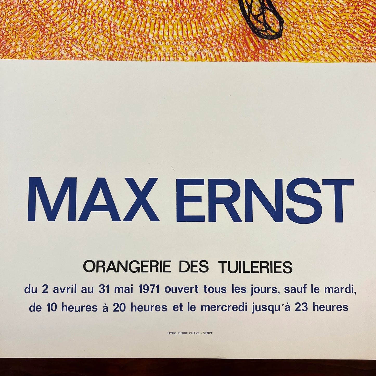1971 Lithograph Max Ernst “Orangerie Des Tuileries” Exhibit Poster