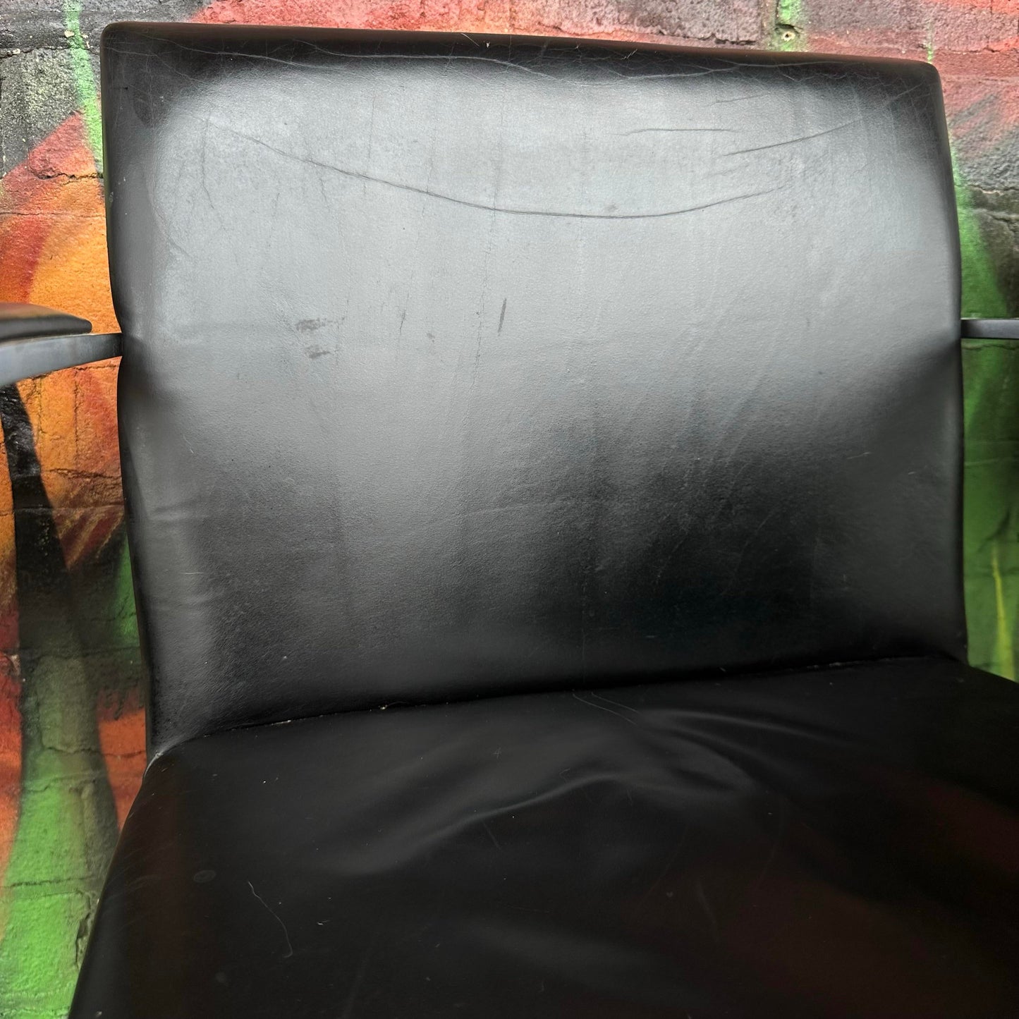 Set of 8 Gordon International Ludwig Mies Van Der Rohe Style Armchairs Black Leather