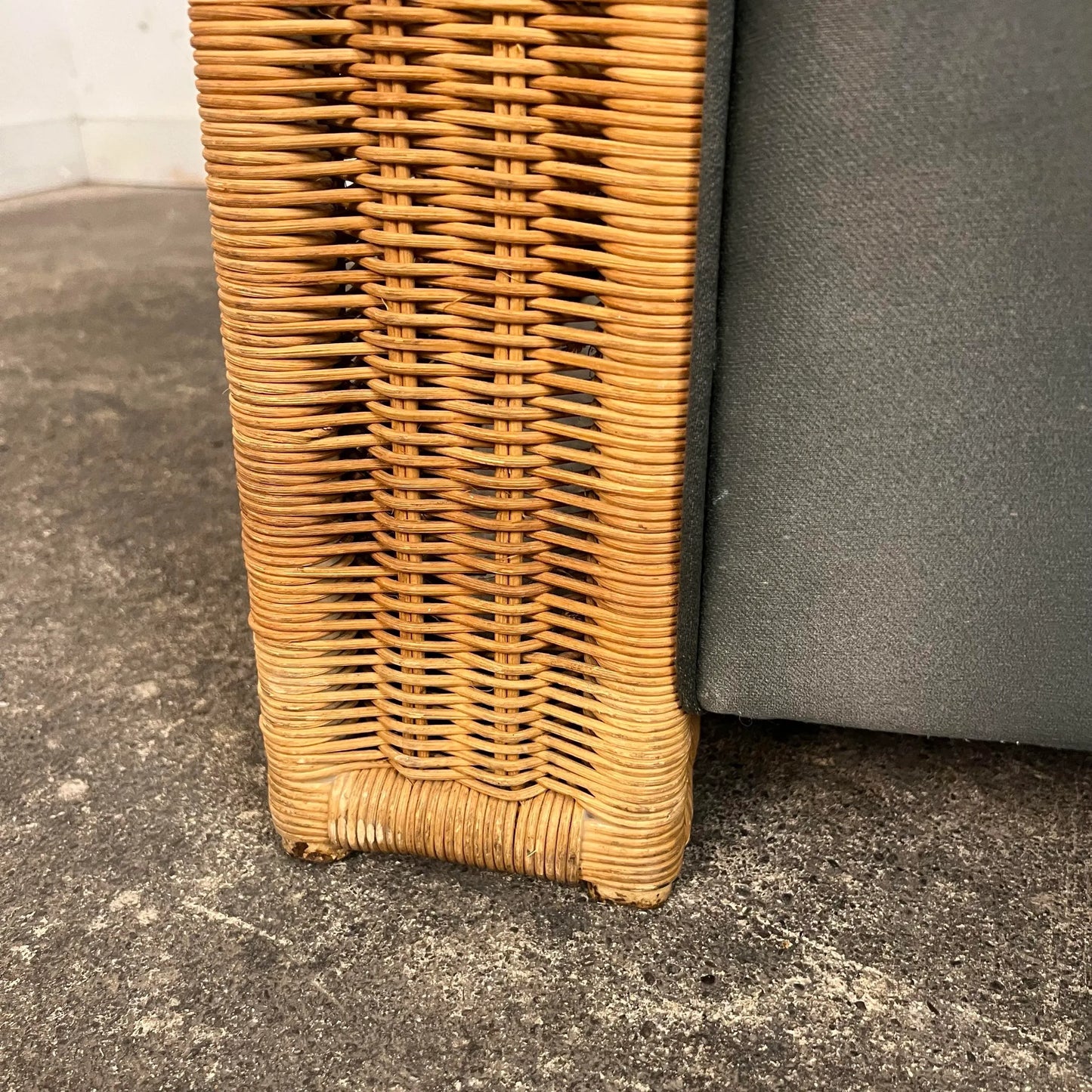 Pair of Large Cube Wicker Lounge Club Chairs