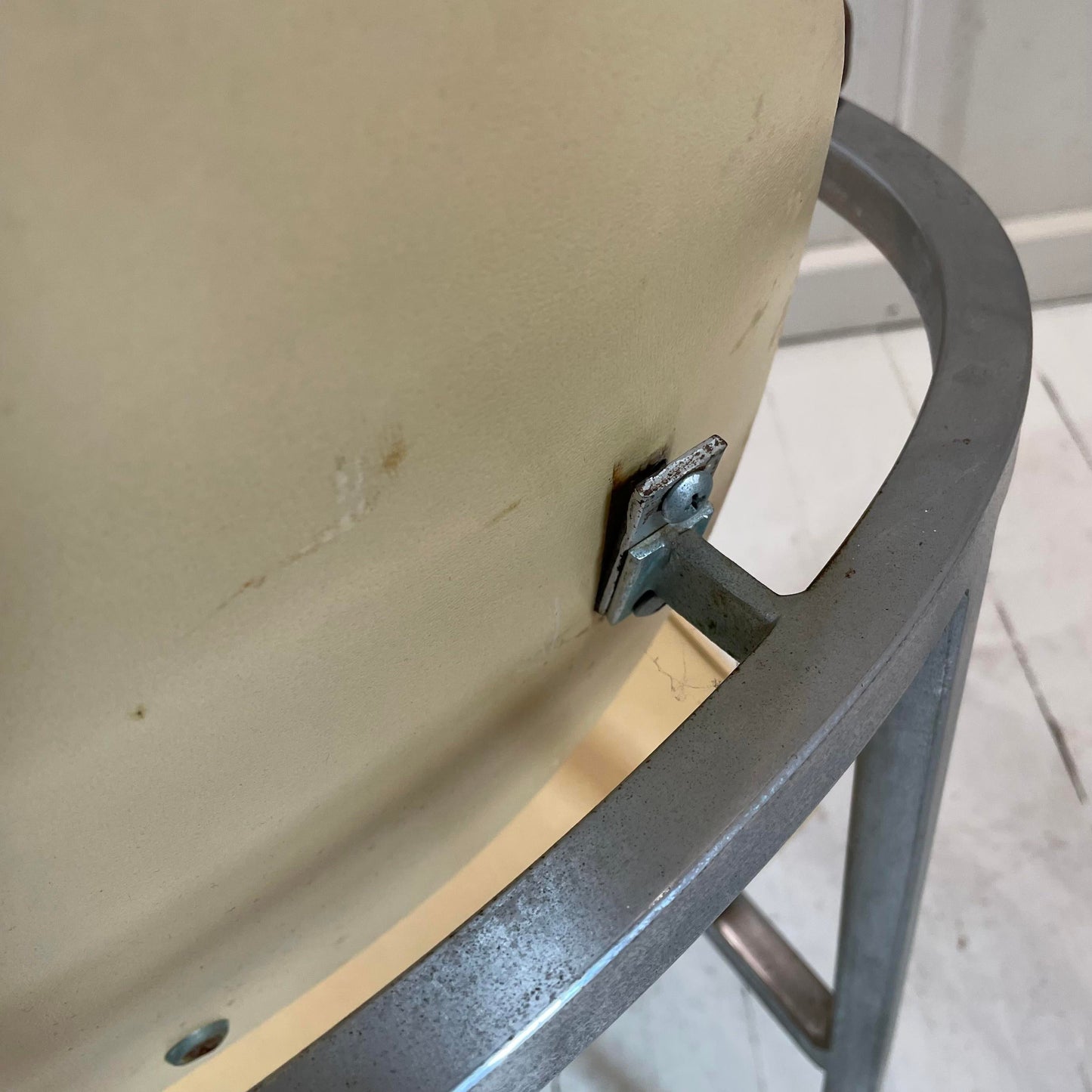 Mid 20th Century Metal Frame Chairs With Wood Arms - a Pair