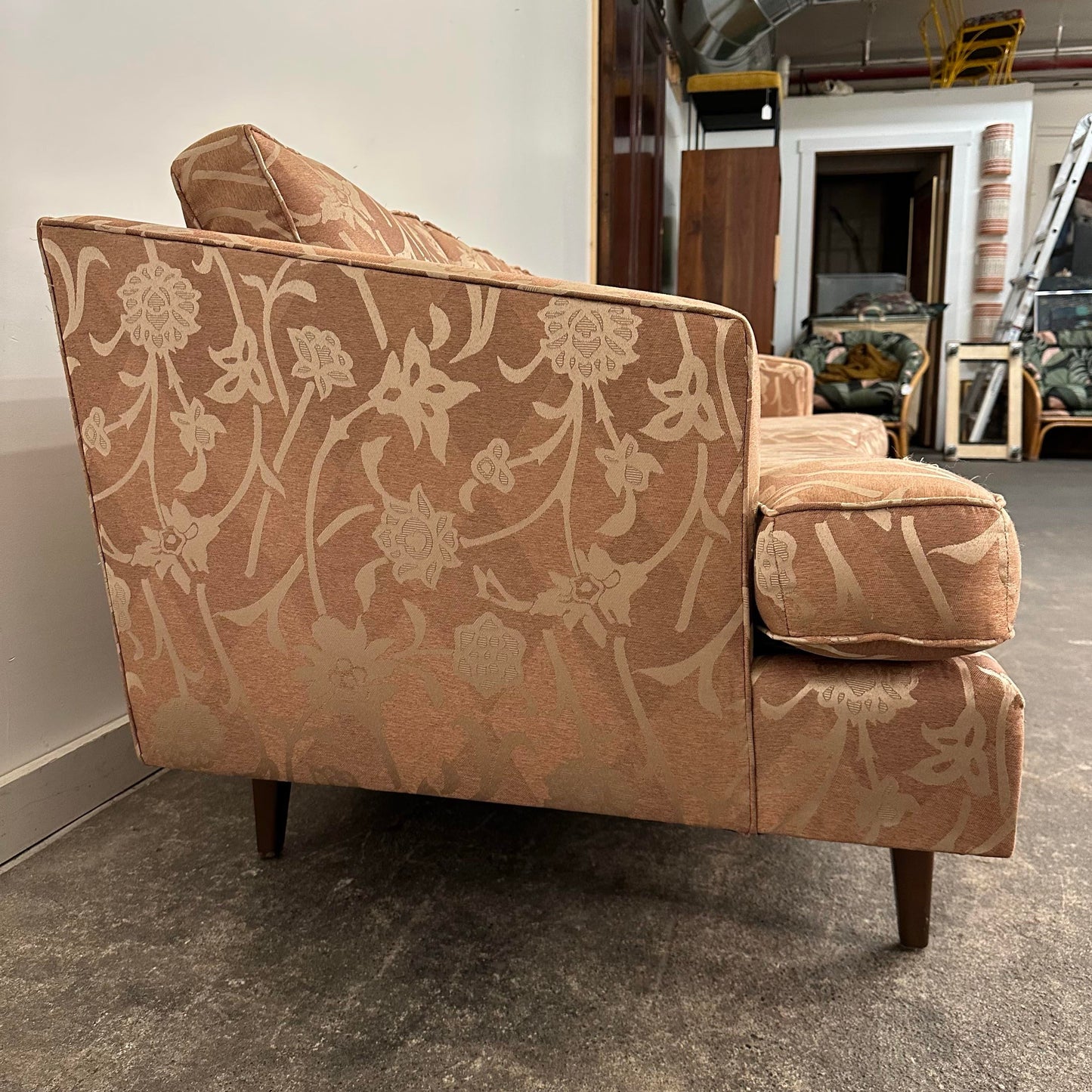 Mid Century Modern Curved Sculpted Walnut Sofa