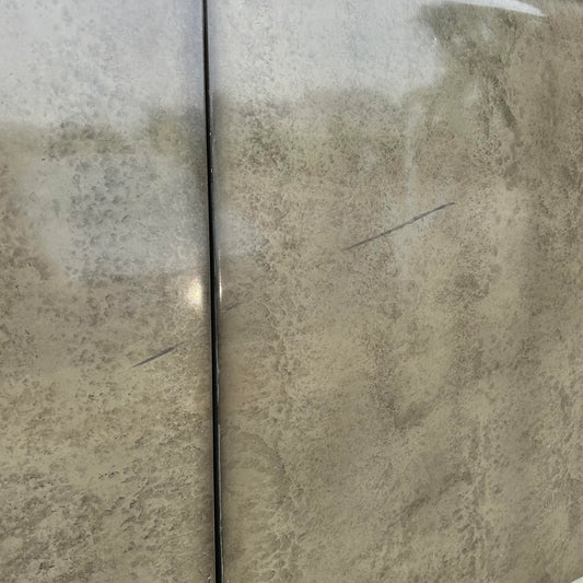 Faux Marble and Brushed Stainless Small Credenza Server Cabinet Post Modern 1980’s Karl Springer Style