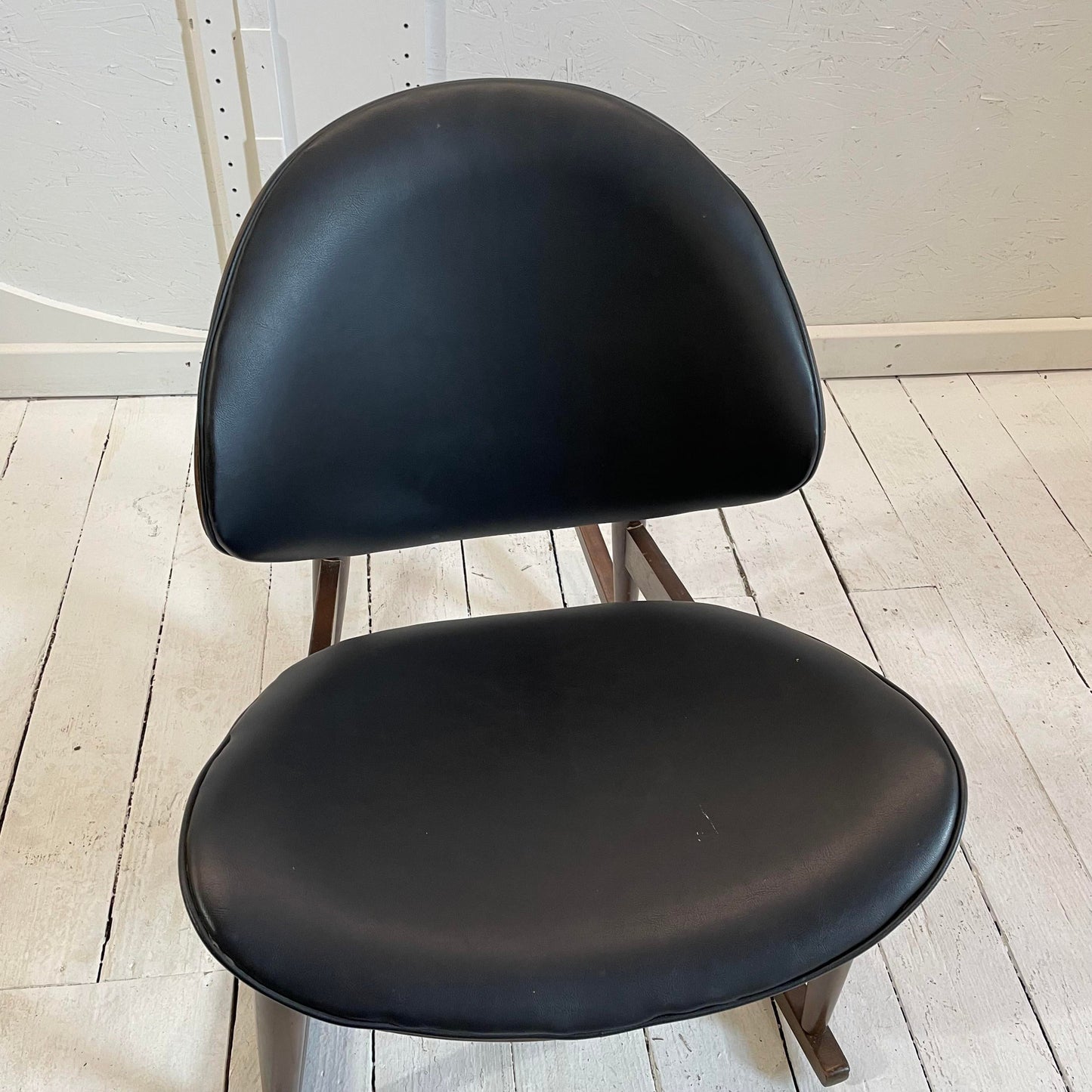 Mid Century Kodawood Rocking Chair in Black Vinyl, Unmarked