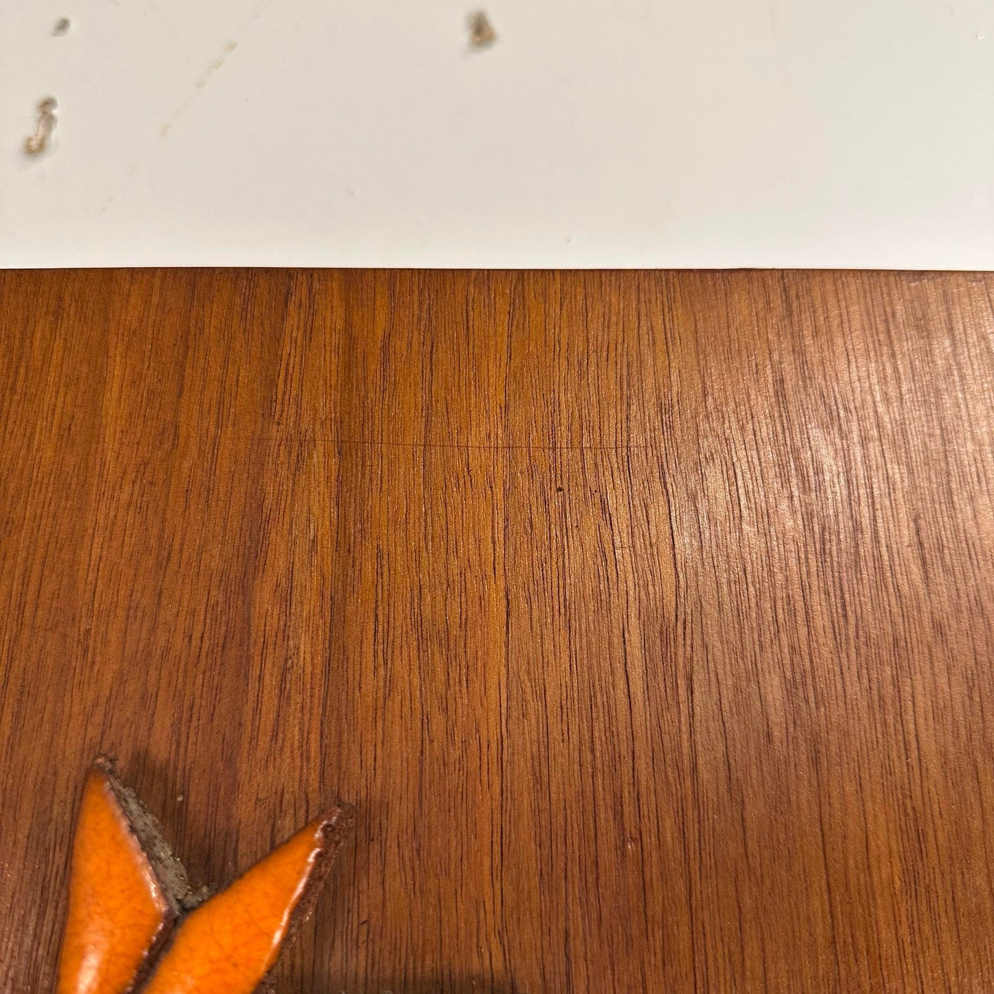 Mid Century Modern Ceramic Mosaic on Teak Wood La Luna