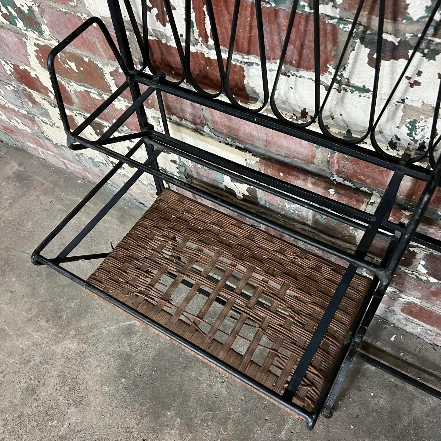 Maurizio Tempestini for Salterini Iron Headboard With Shelves.