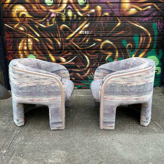 1980s Postmodern Tripod Lounge Chairs by Vladimir Kagan, a Pair