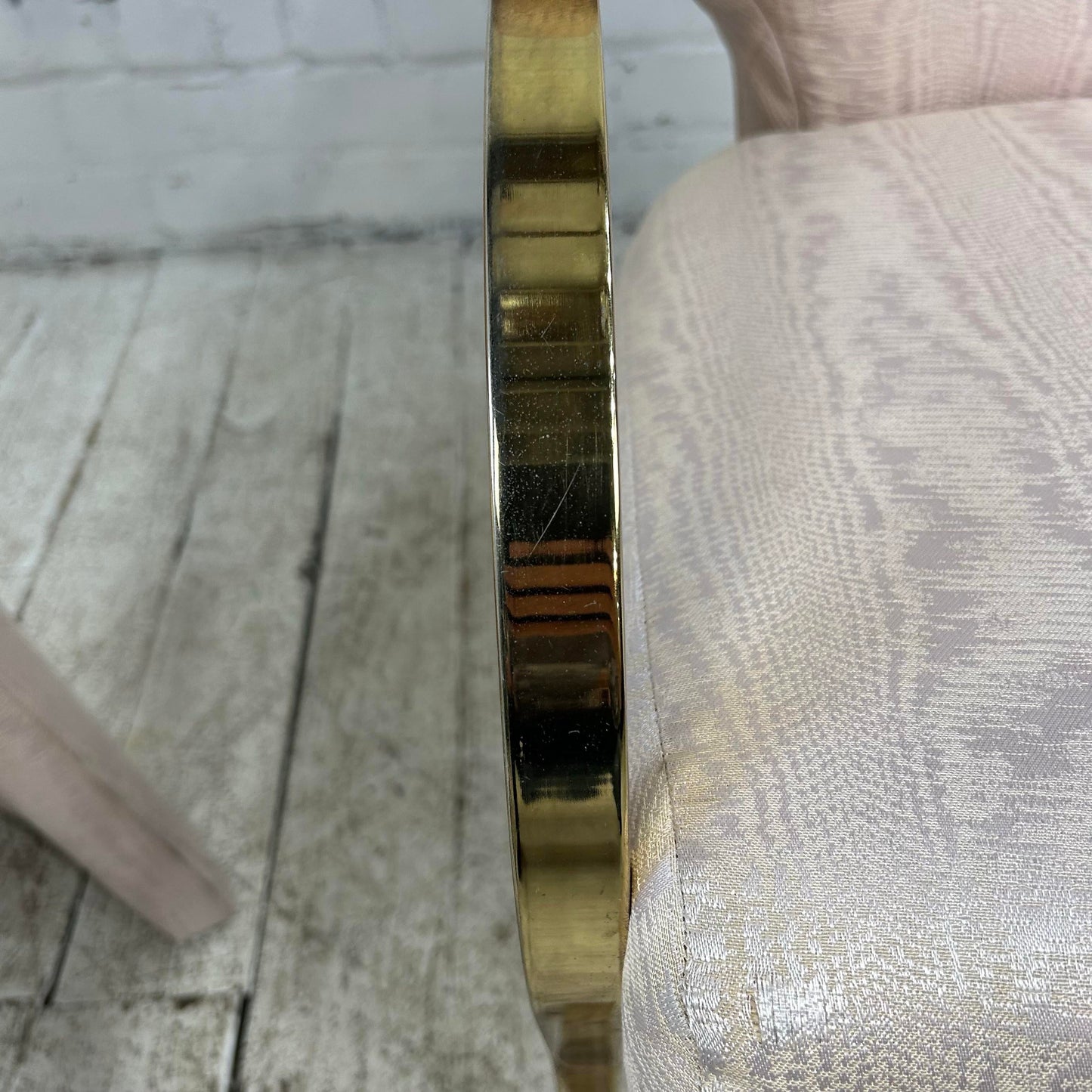 Pair of Carson’s Art Deco Hollywood Regency Brass Arm Cantilever Chairs