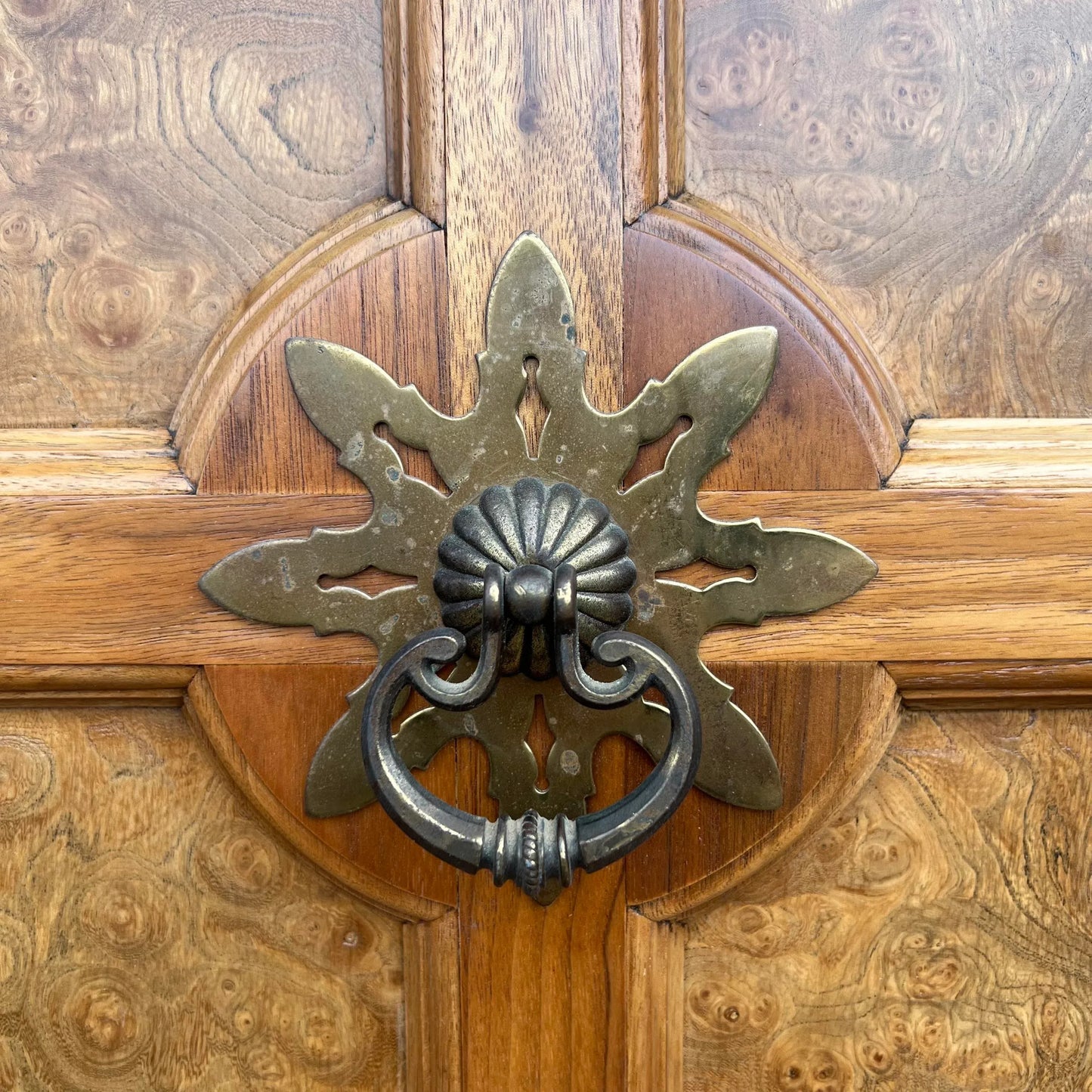 Large Refinished Burlwood Mastercraft Credenza Brass Hardware