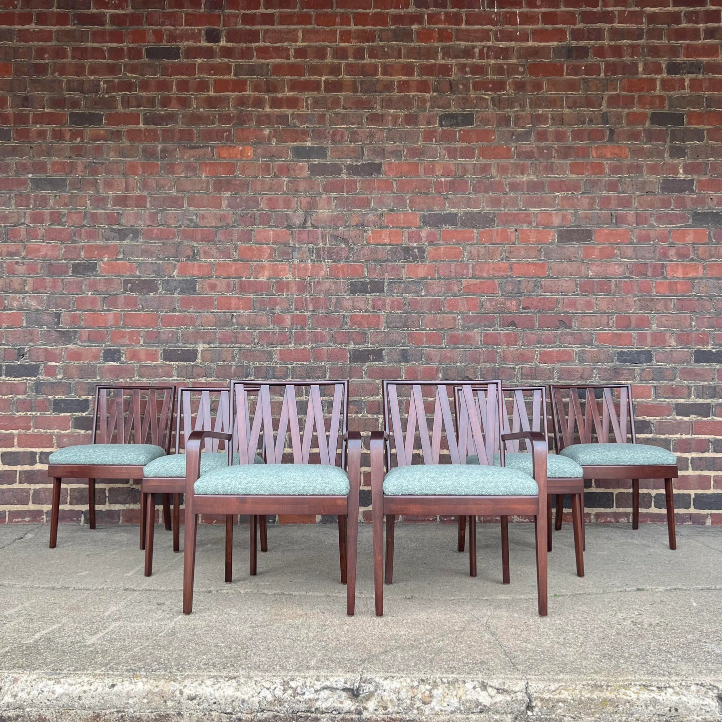 Mid 20th Century Paul Frankl Dining Set With Cork Top Table - Set of 7