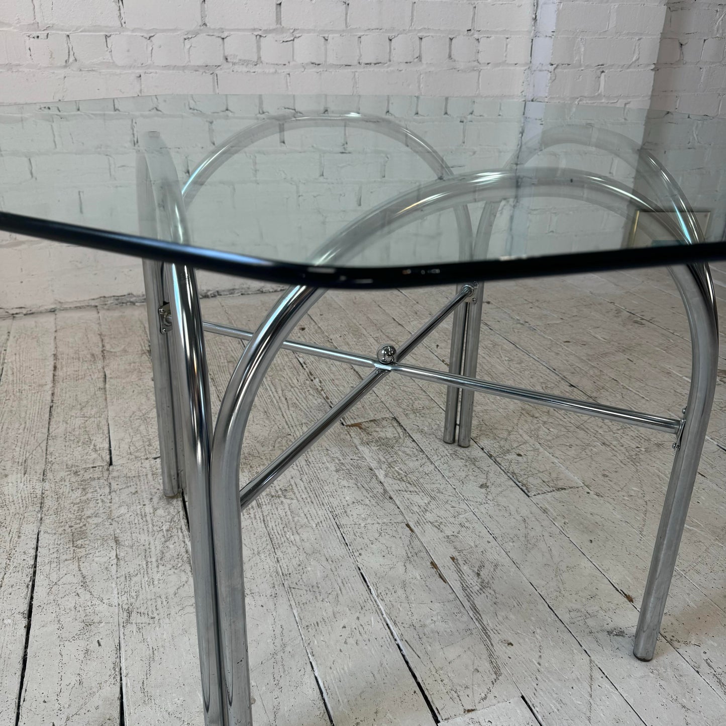 Chrome and Glass Octagonal Dining Table