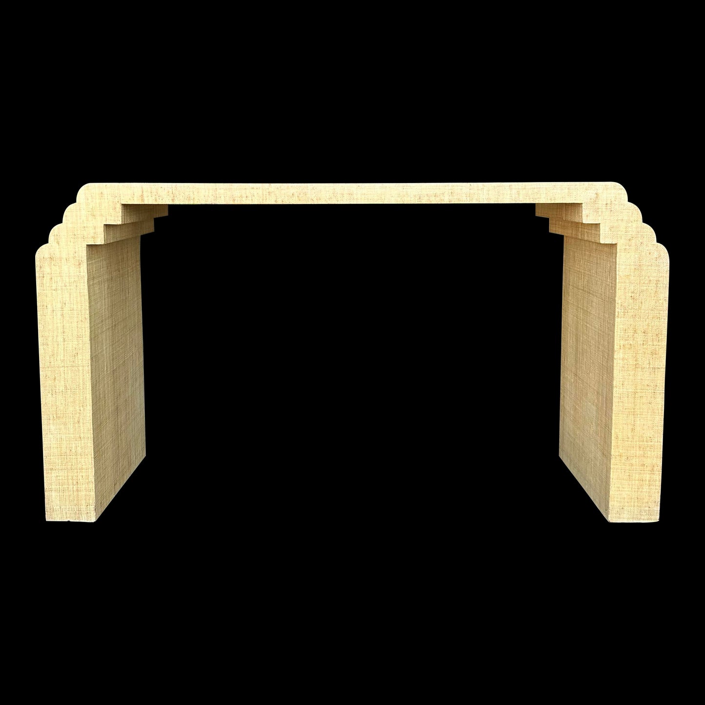 Post Modern Grass Cloth Sofa Console Table