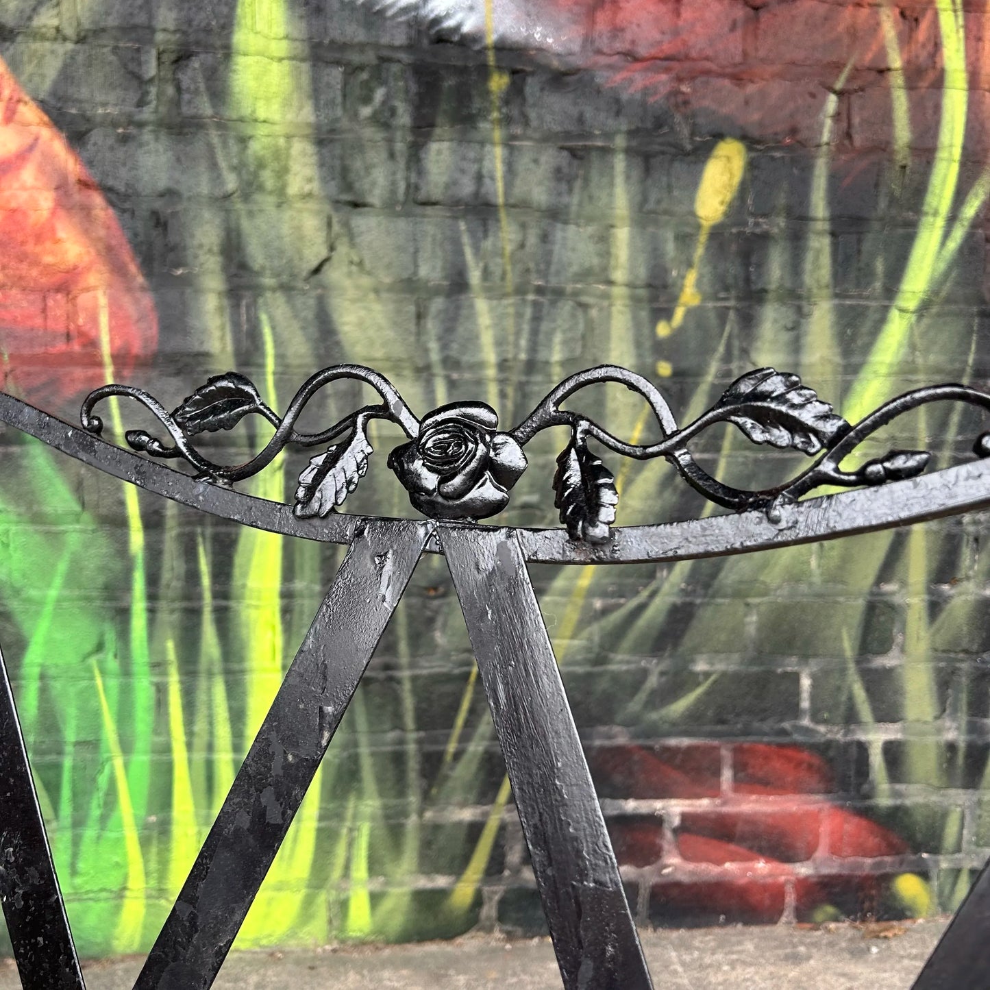 Mid 20th Century Woodard Chantilly Rose Wrought Iron Outdoor Sectional Sofa, Attributed