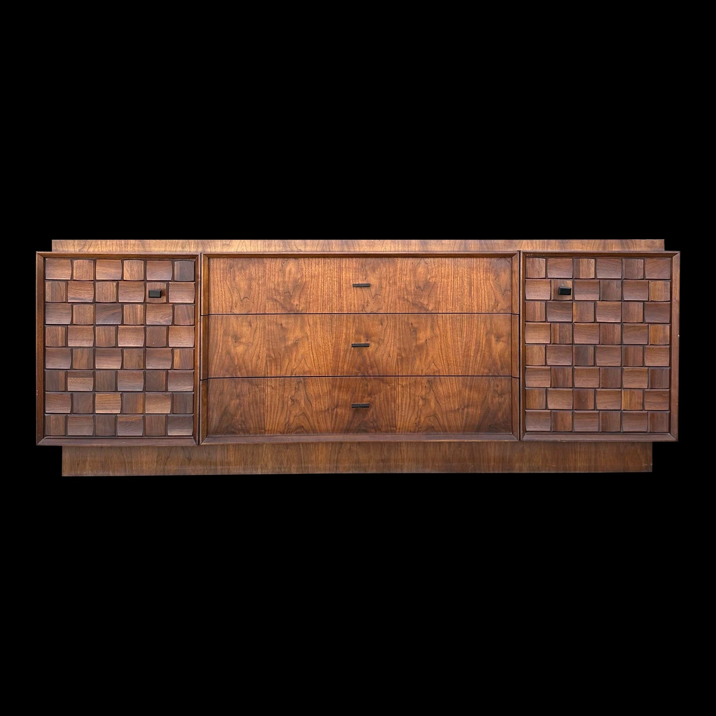 Mid-Century Modern Tobago Canadian Brutalist 9-Drawer Lowboy Dresser