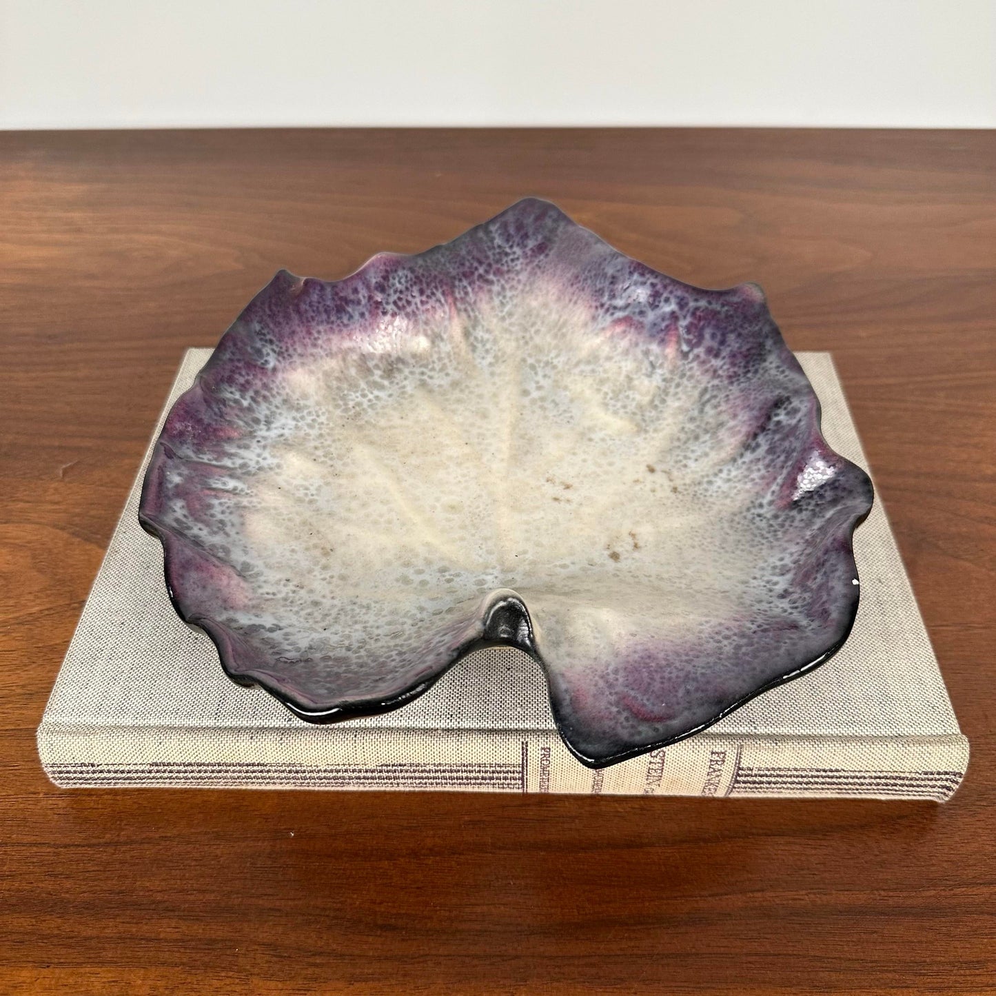 Leaf Shaped Dish in Glazed Stonewar by Pol Chambost, France, 1940s