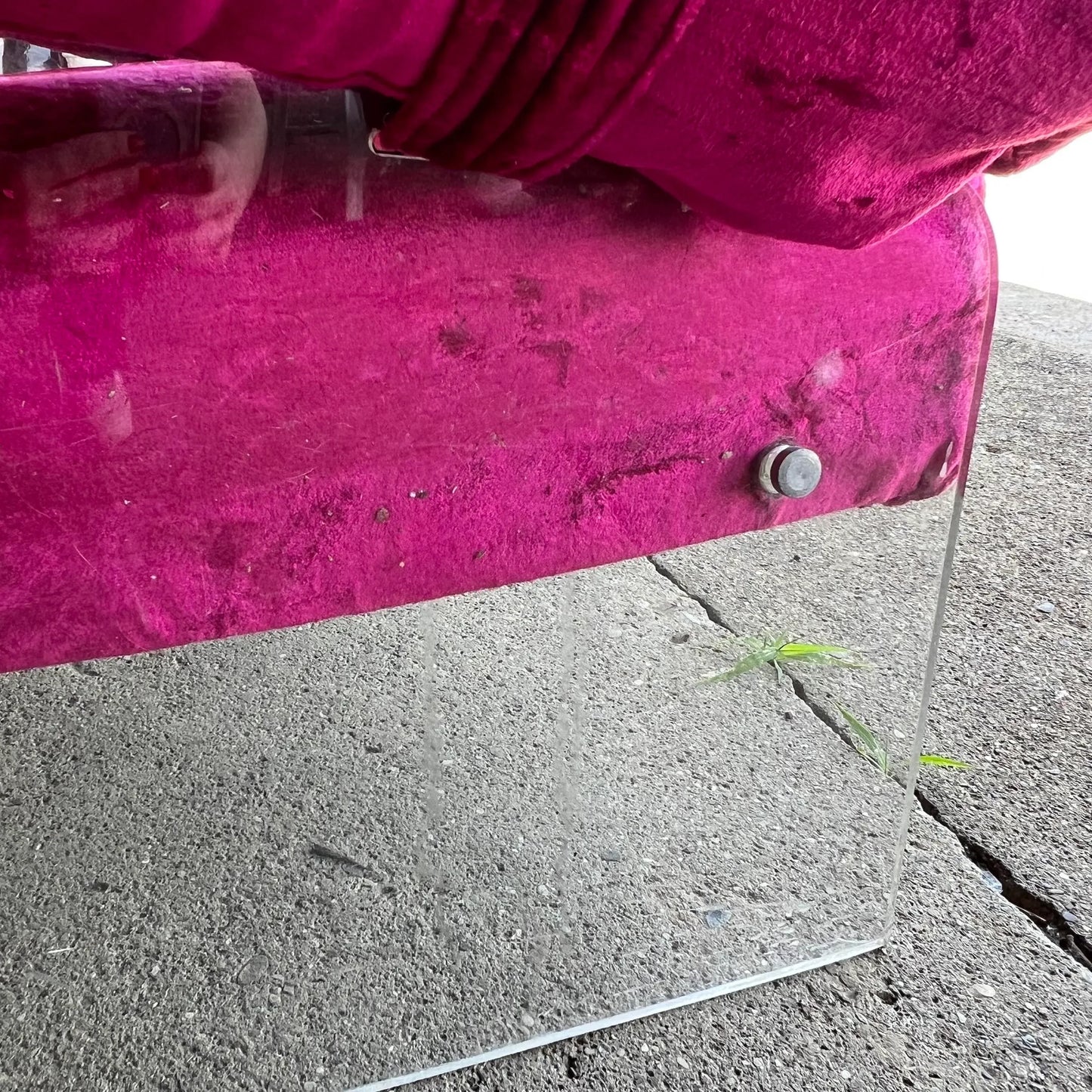 Pink Velvet Lucite Base Tub Chair Chair