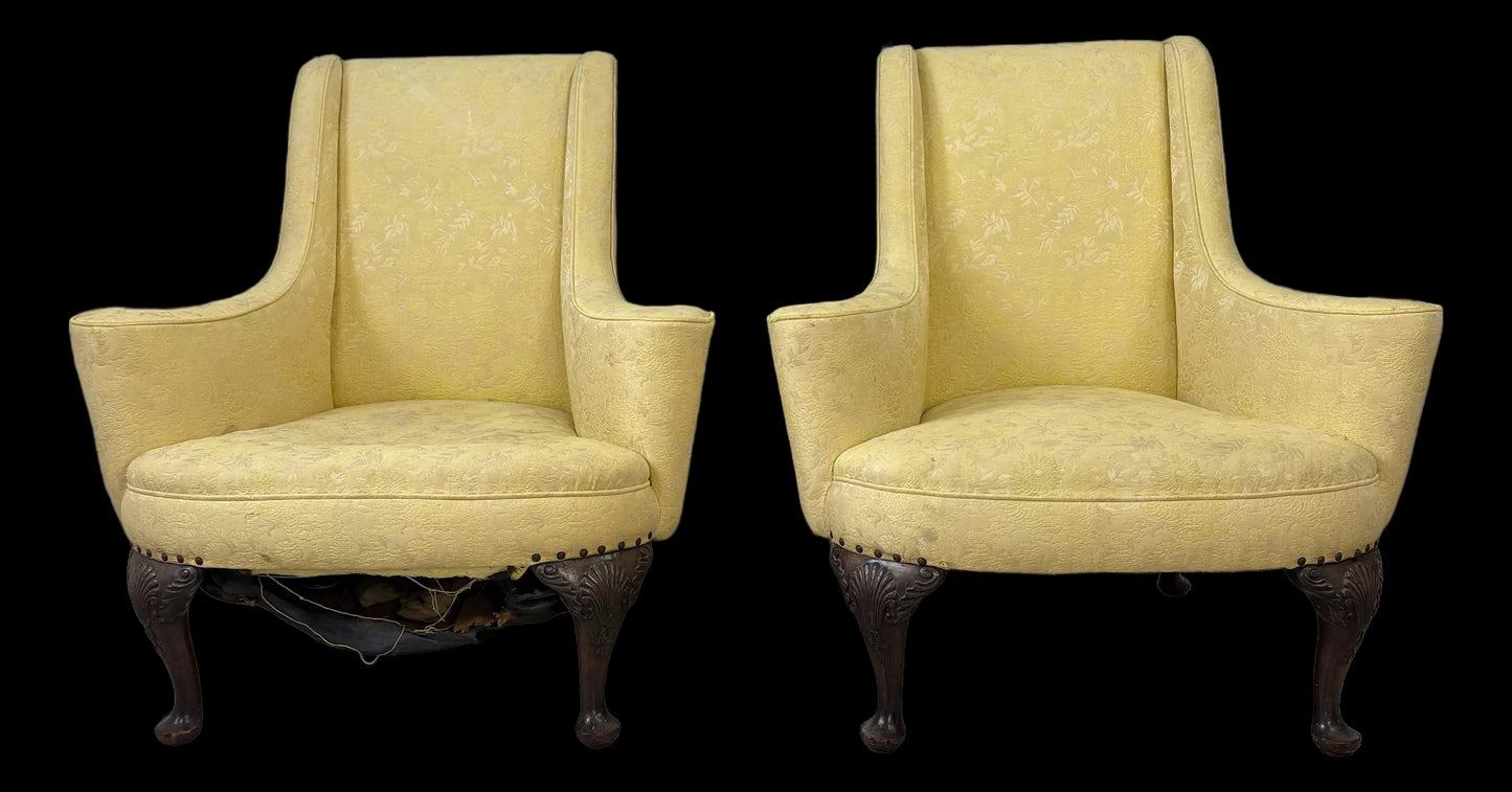 Pair of Traditional Wide Arm Antique Chairs