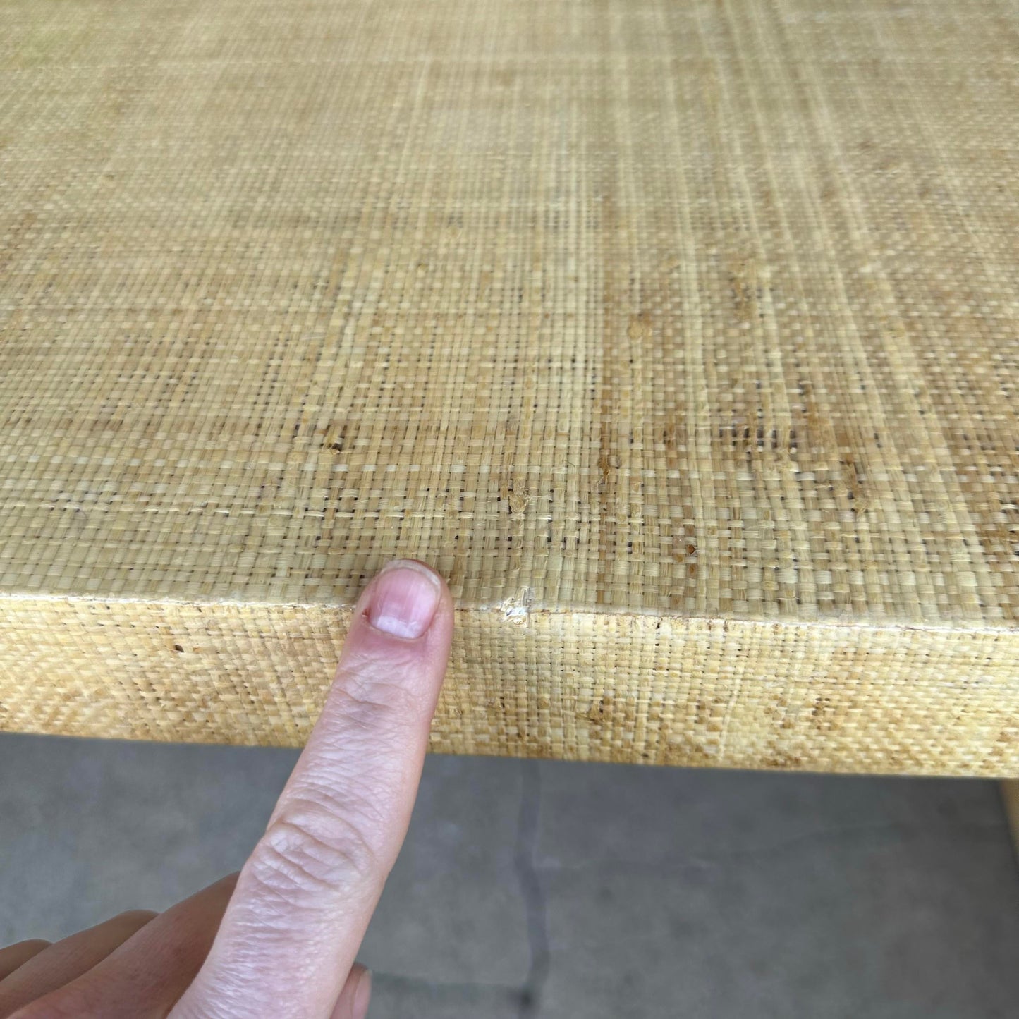 Post Modern Grass Cloth Sofa Console Table