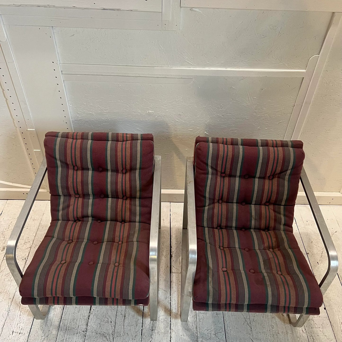 Mid Century Modern Brushed Aluminum Club Chairs