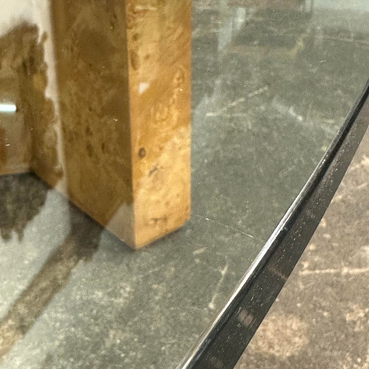 Baughman Style Burl Wood and Glass Oval Coffee Table