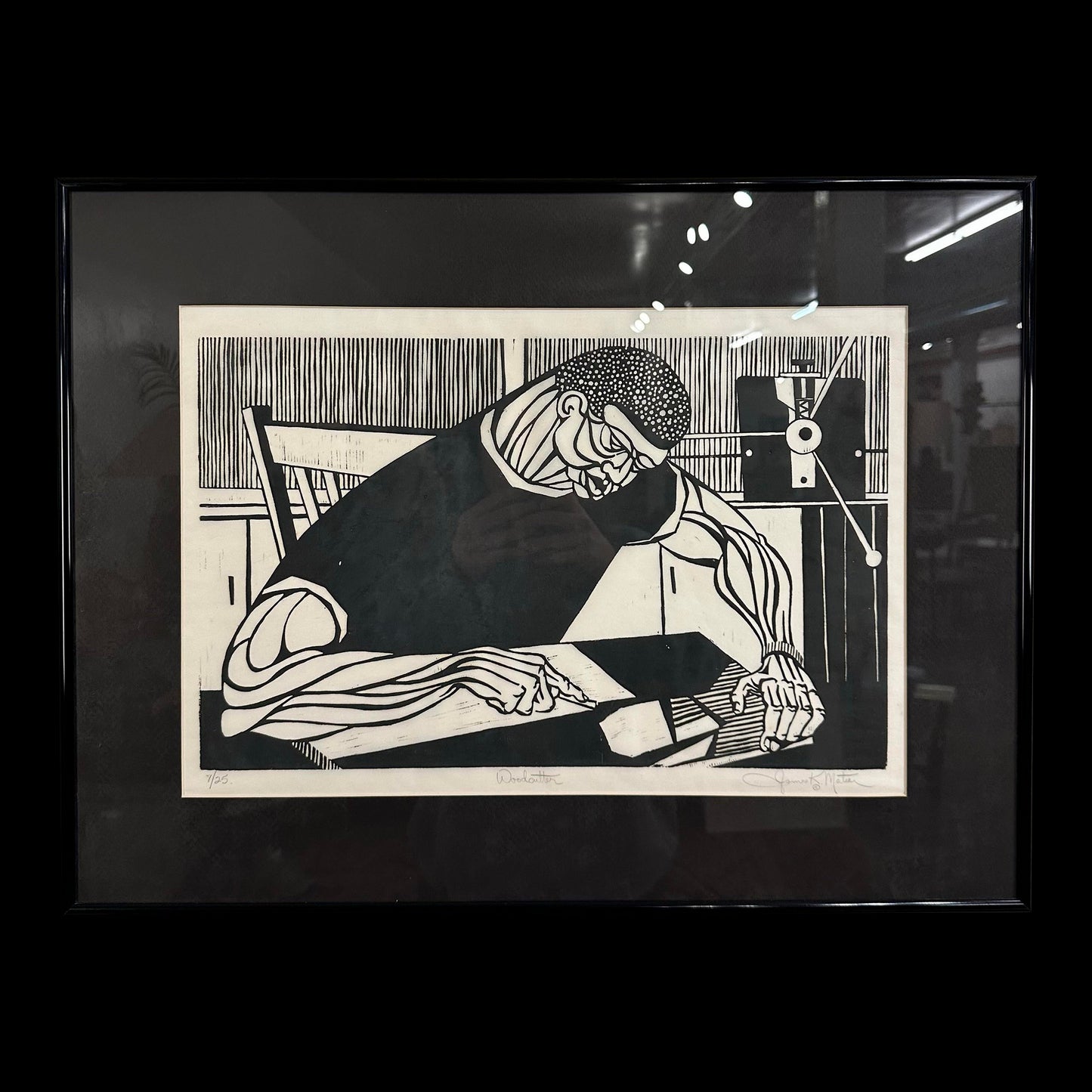 James Mateer Relief Wood Cut Print "Wood Cutter" 7/25