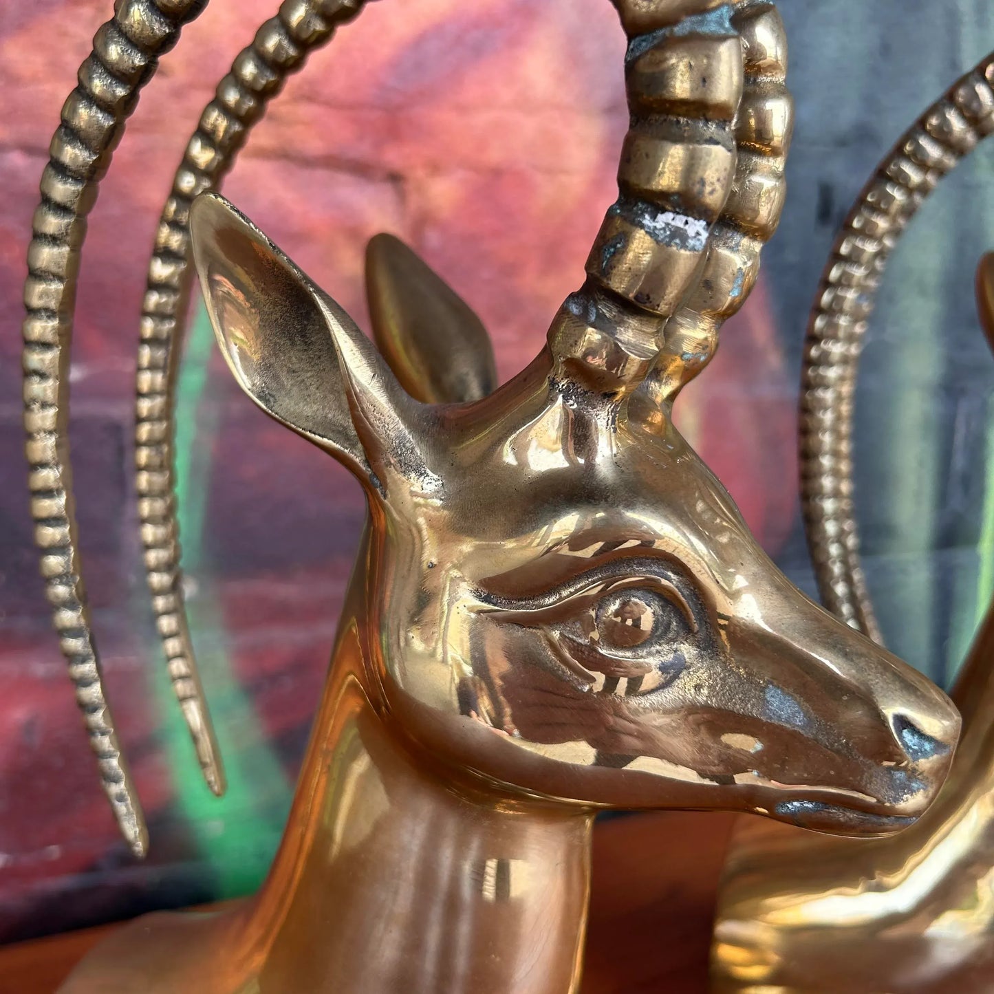 Large 12” Pair of Brass Antelope Bookends