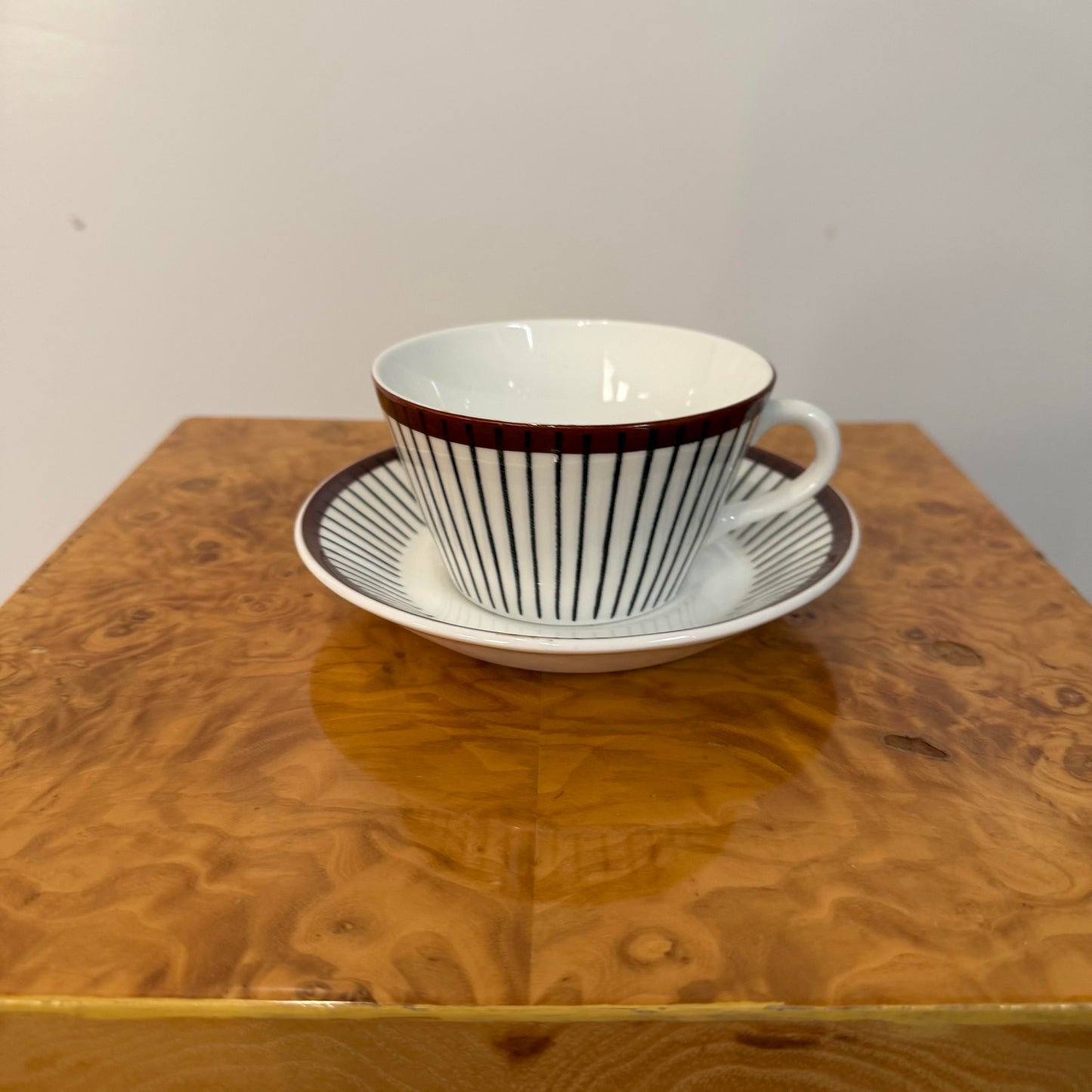 Stig Lindberg "Spisa Ribb" Coffee Cup With Saucer - Swedish Vintage Design From Gustavsberg, Sweden