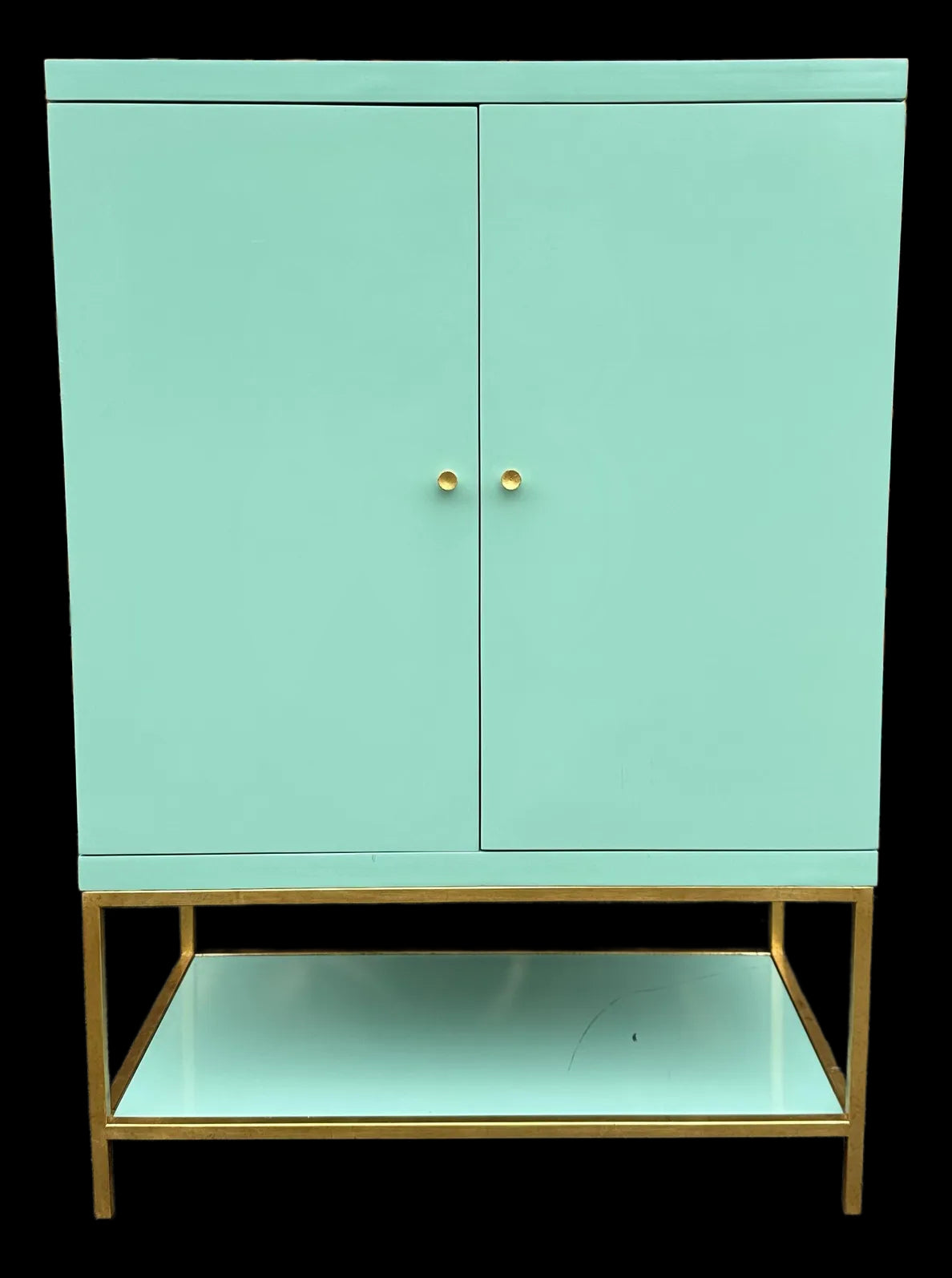 Tiffany-Blue Bar Cabinet With Gold and Mirrored Accents Anthropology
