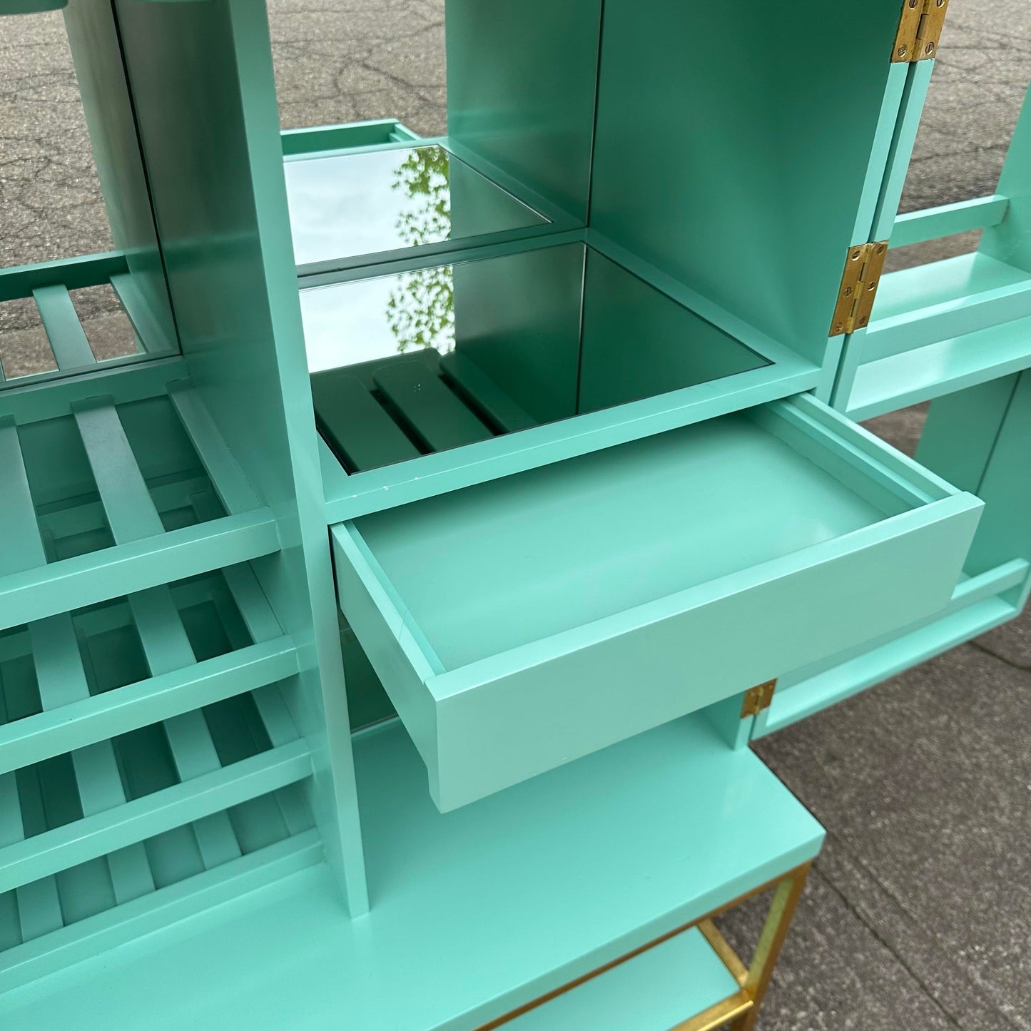 Tiffany-Blue Bar Cabinet With Gold and Mirrored Accents Anthropology