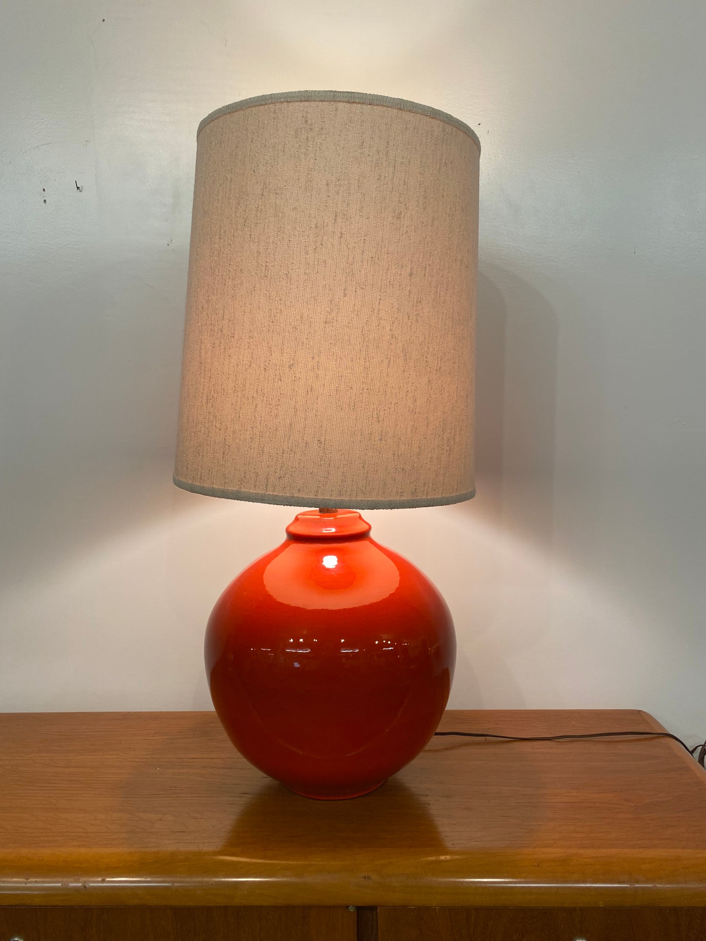 1960s Large Mid-Century Modern Red Table Lamp