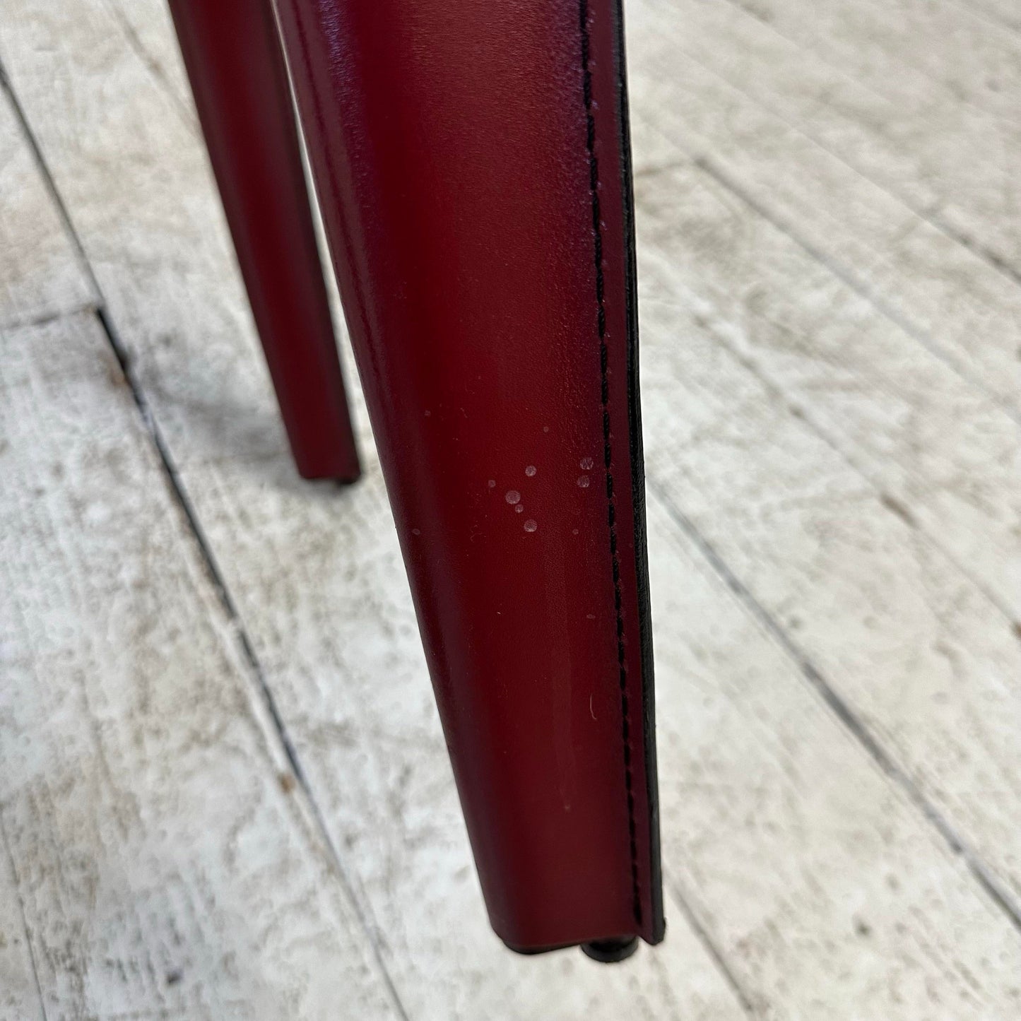 Maroon Leather and Chrome Italian Designed Chair by Arper.