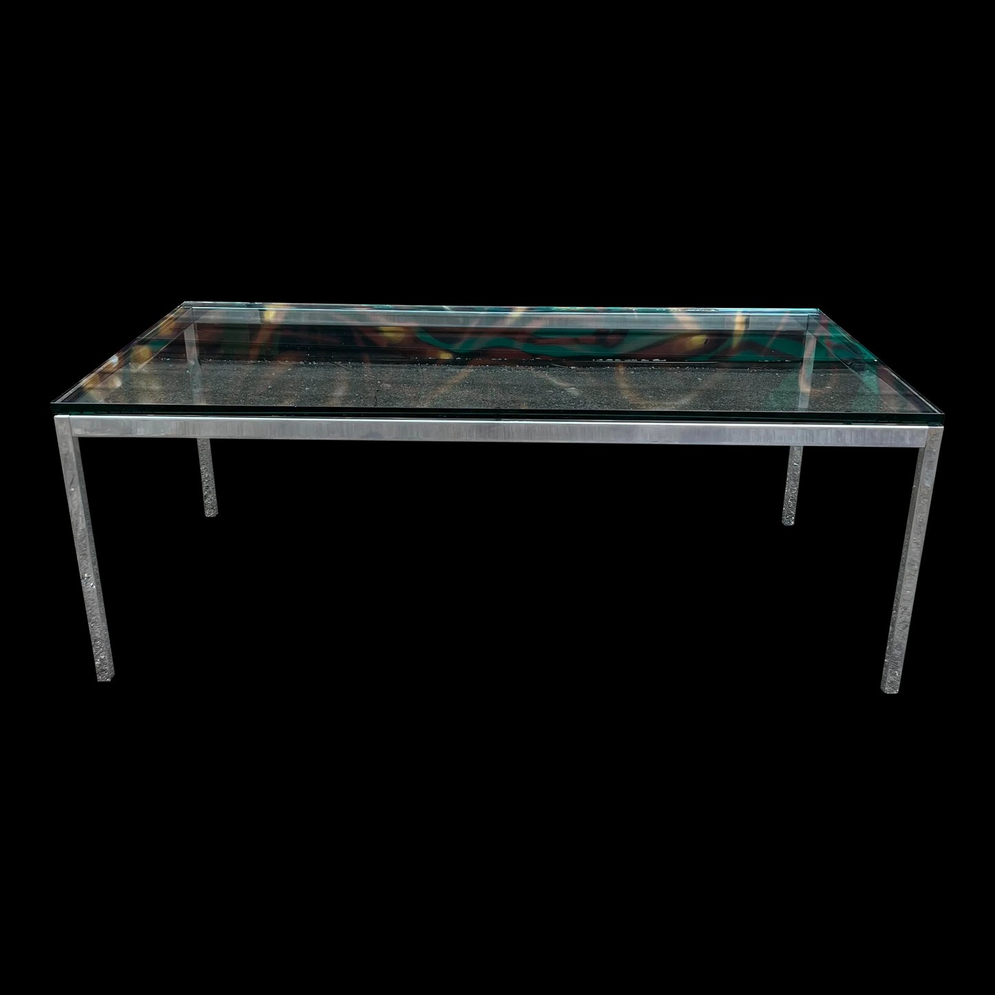 Florence Knoll Mid Century Modern Rectangular Glass and Chrome Coffee Table