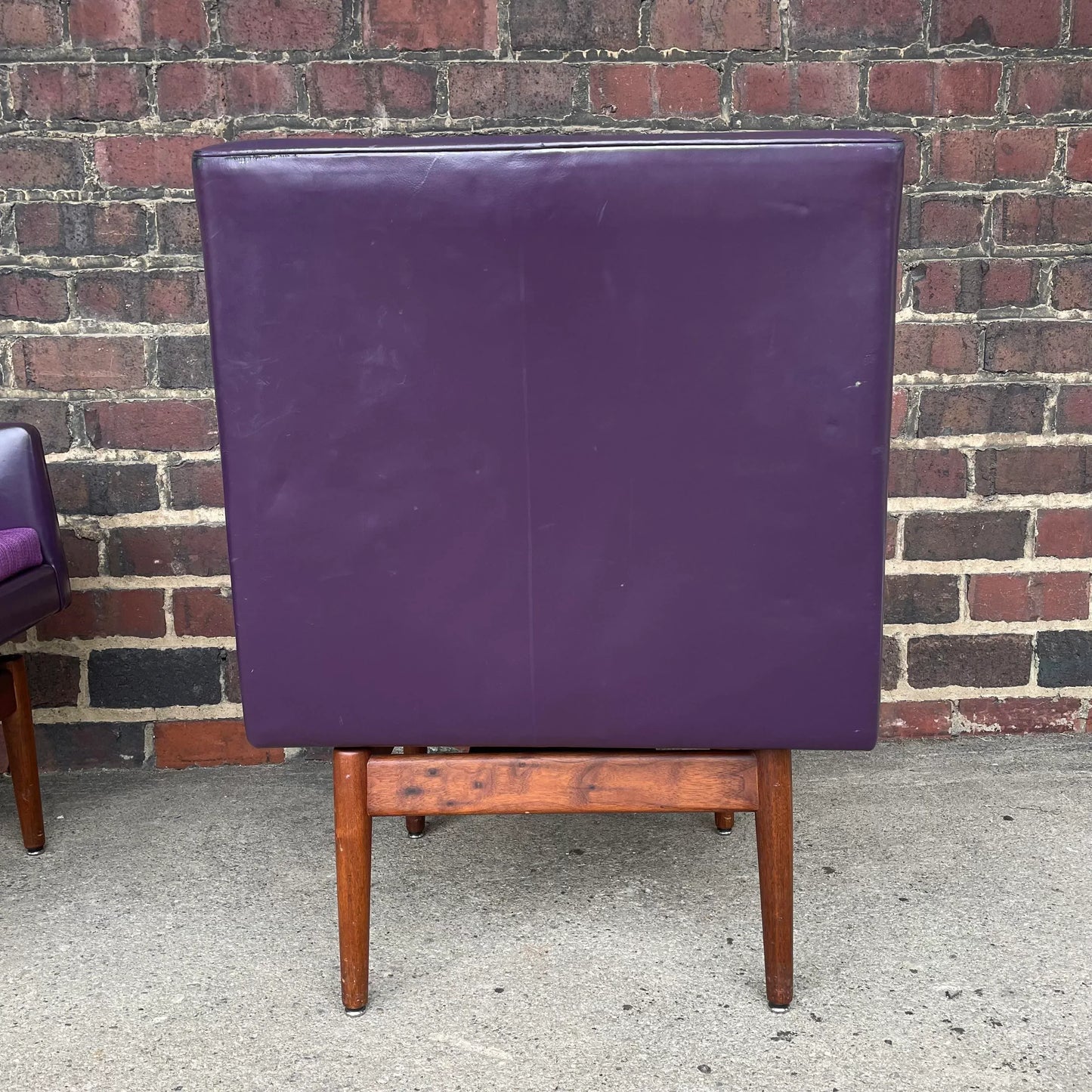 Jens Risom Swivel Base Arm Chairs Purple Leather