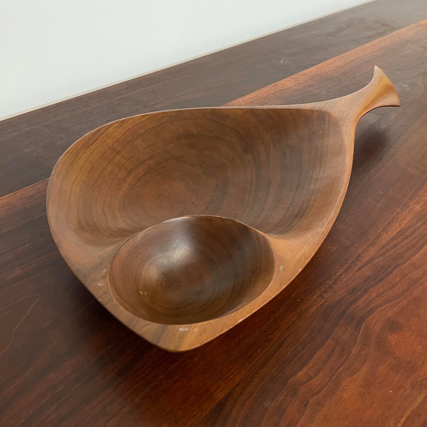 Mid-Century Modern Emil Milan Wooden Walnut Bowl