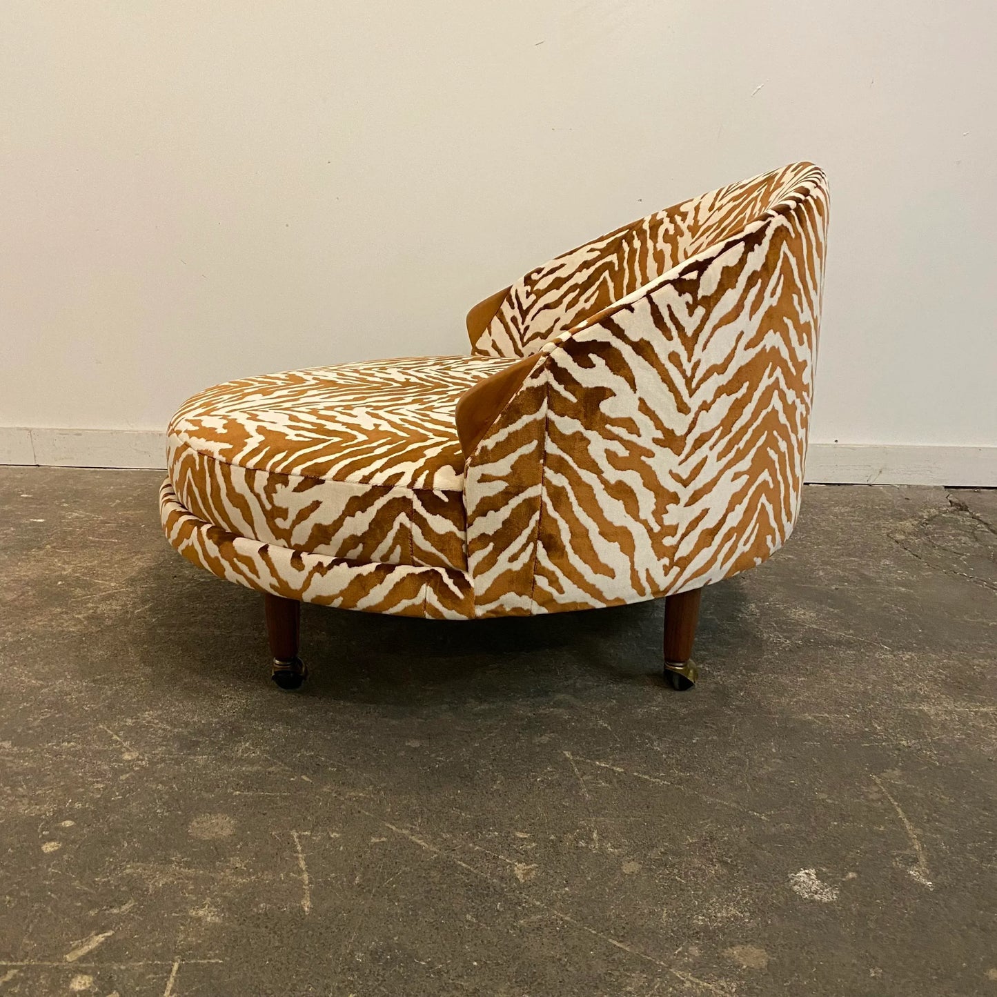 Adrian Pearsall Havana Chaise Lounges Reupholstered Zebra Chair on Casters