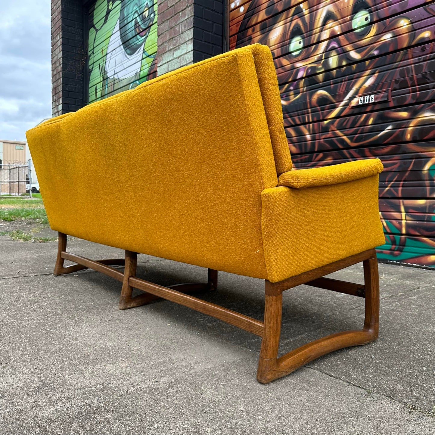 Mid 20th Century Pearsall-Style Sofa With Walnut Base