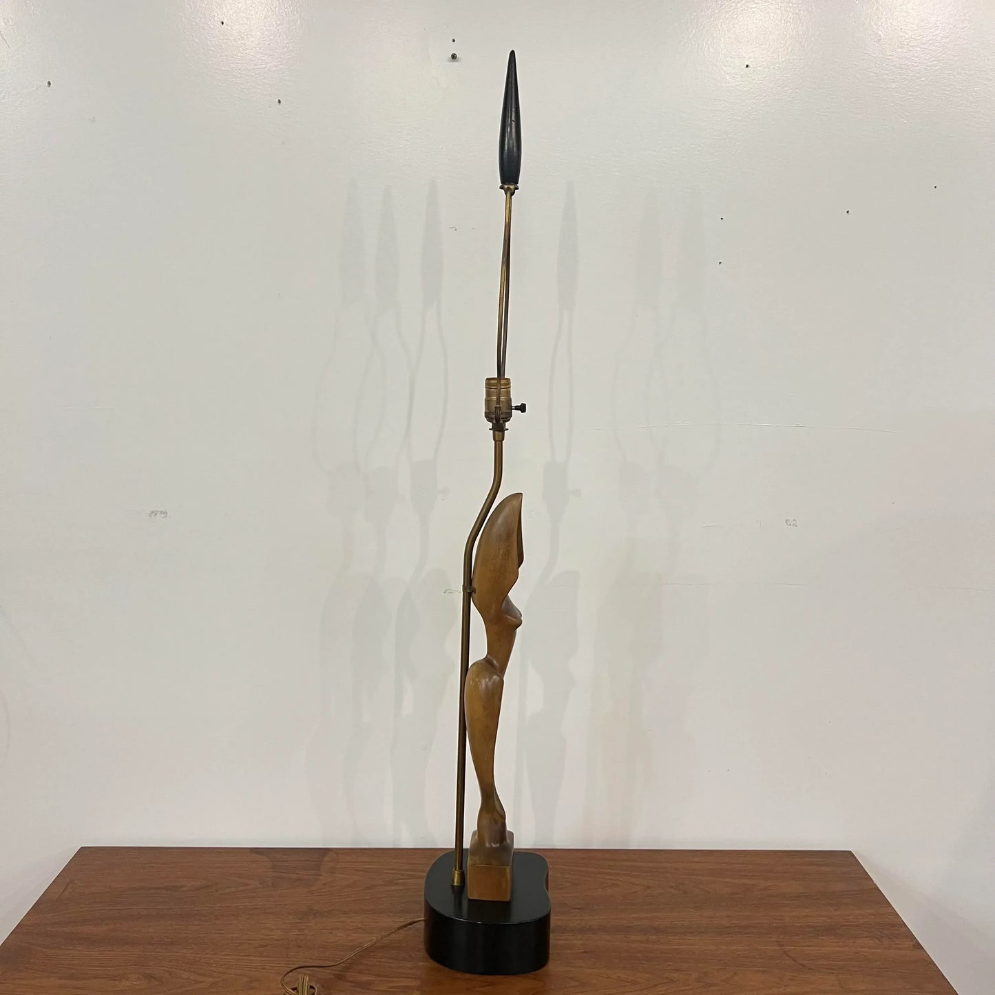 Mid Century Modern Carved Woman Figural Heifetz Table Lamp