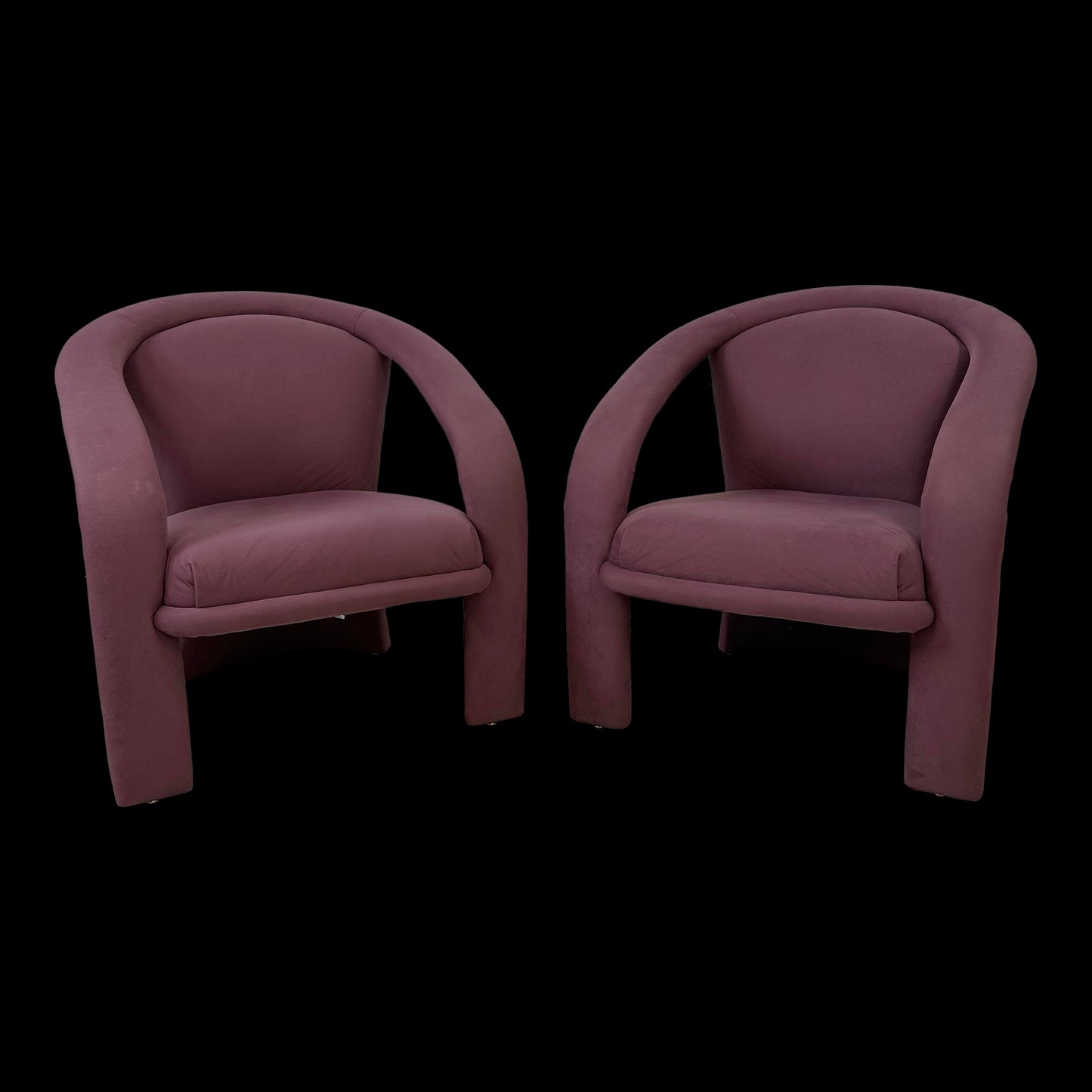 Pair of Pink Kagan Style Lounge 3 Leg Chairs by Carson’s