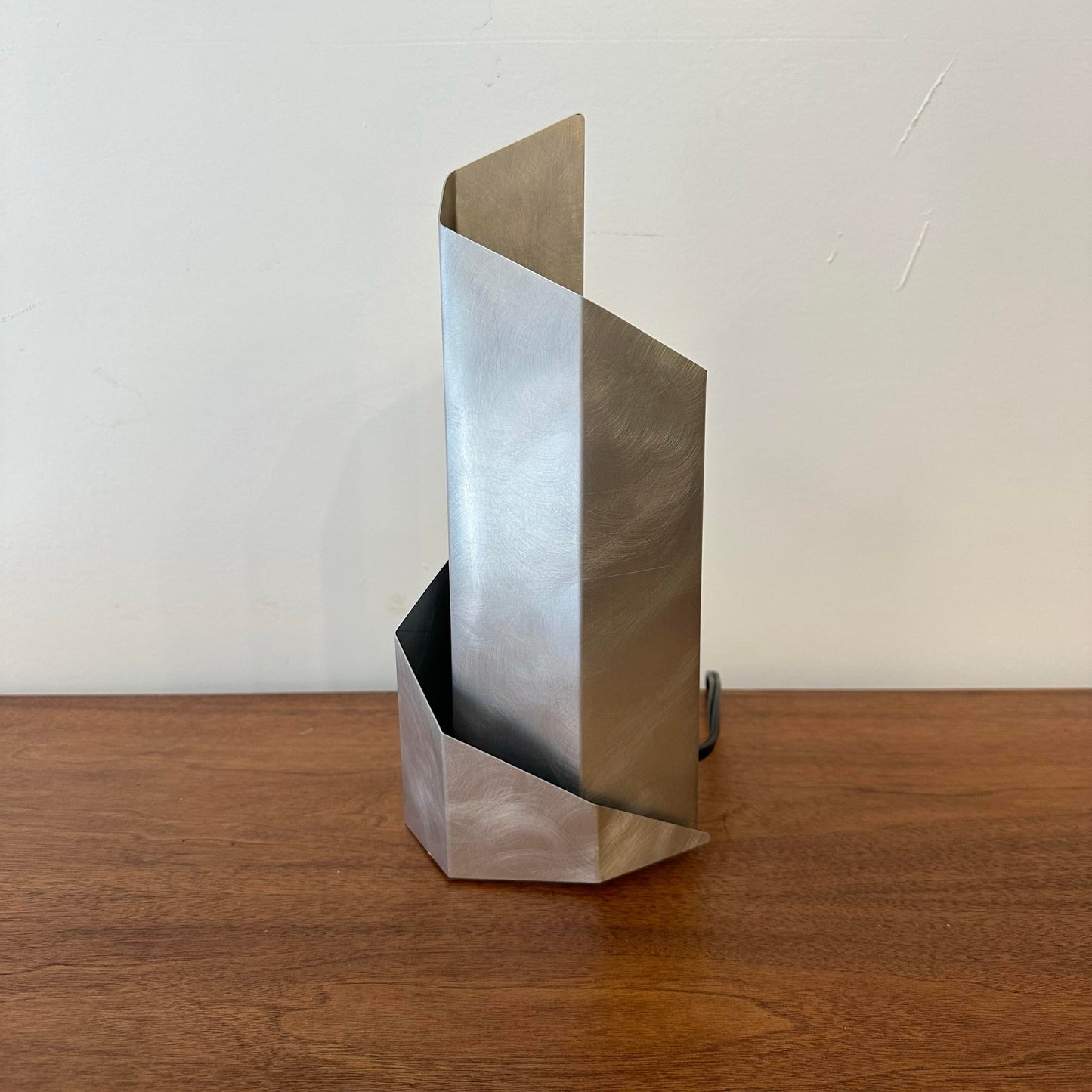 1970s Constructivist Table Lamp in Folded Aluminum by Godley-Schwan